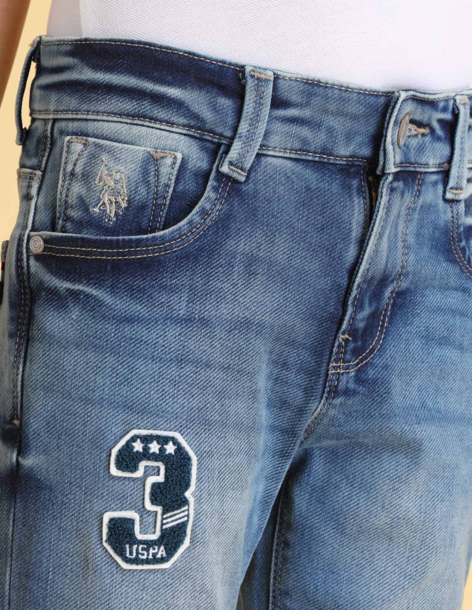 UKJEN581 ME. BLUE Boys Jeans Rag Wash - U.S. POLO ASSN. | Large