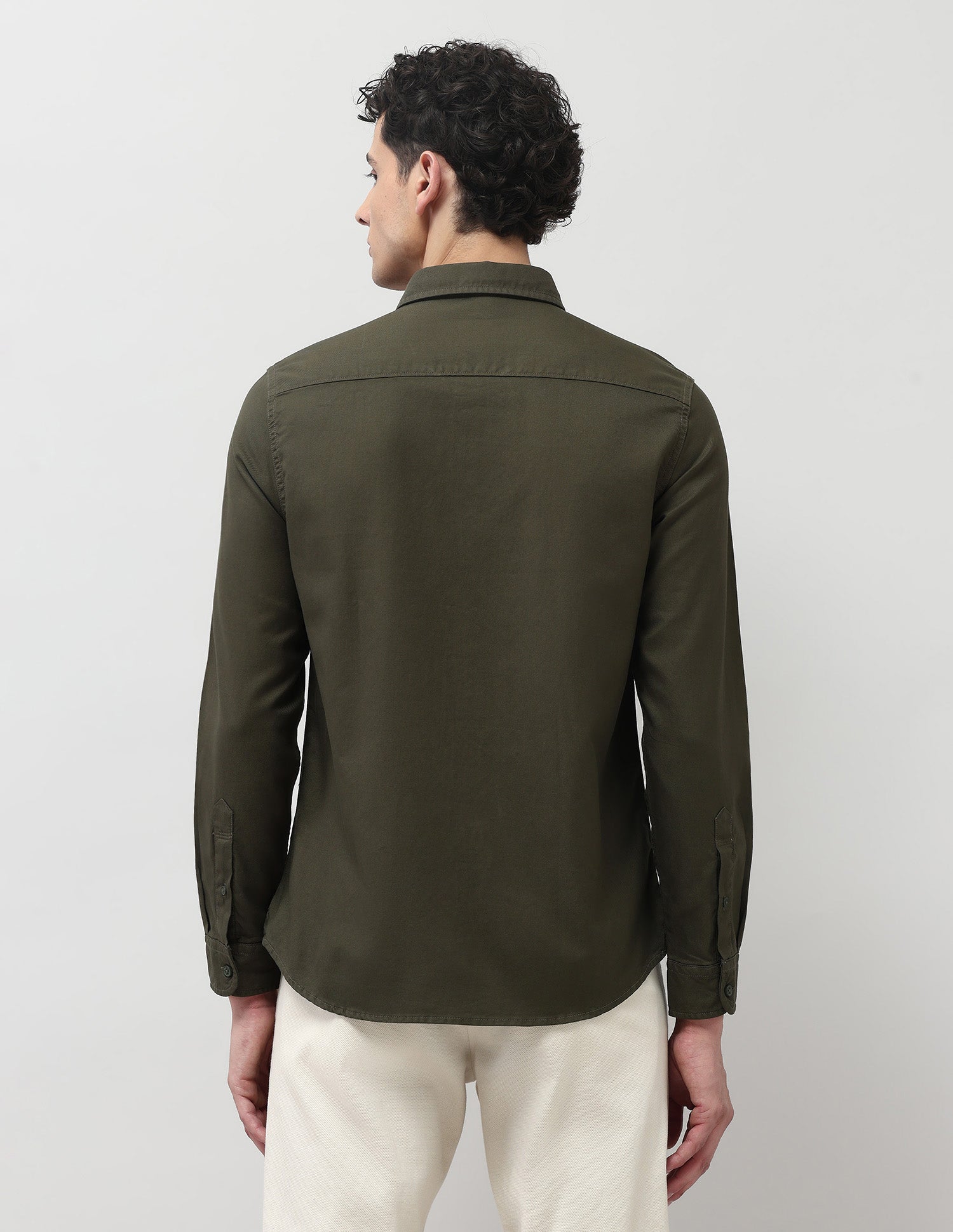 Twill Pure Cotton Shirt Dark Olive - U.S. POLO ASSN. | Large