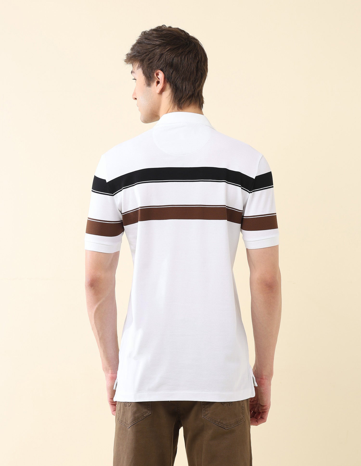 Horizontal Striped Modern Monochrome Polo Shirt White - U.S. Polo Assn. India | Large
