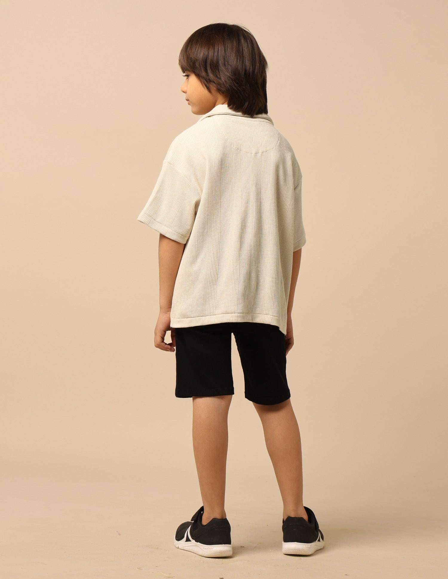 Boys Vertical Striped Boxy Fit Polo Shirt Ecru - U.S. POLO ASSN. | Large