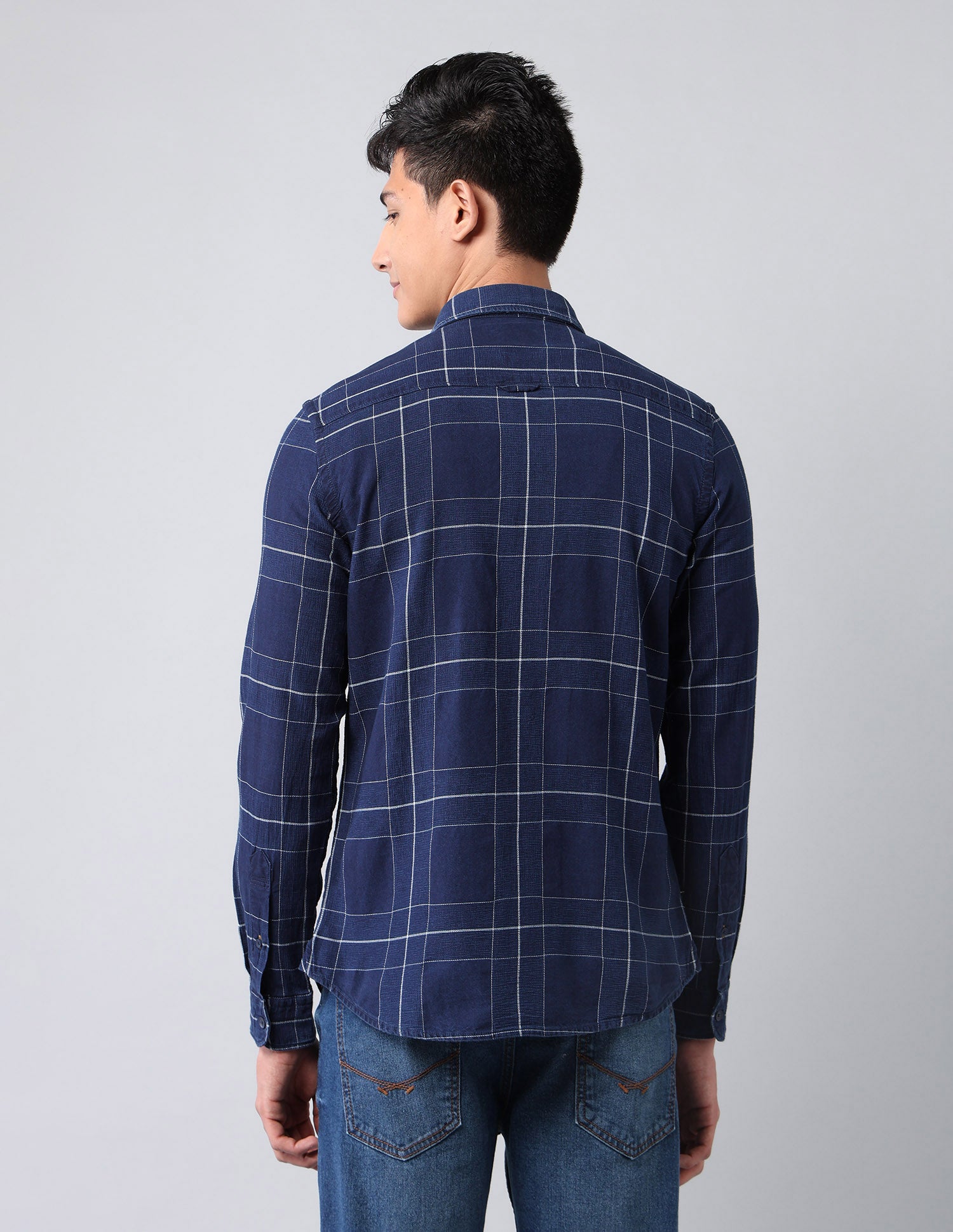 Grid Tattersall Checked Dobby Shirt Indigo - U.S. Polo Assn. India | Large