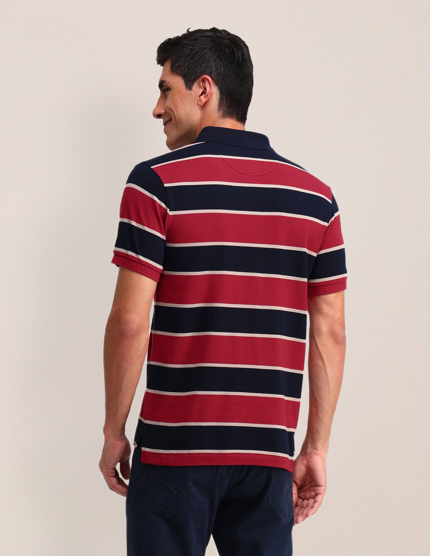 Horizontal Striped Slim Fit Polo Shirt Red - U.S. Polo Assn. India | Large