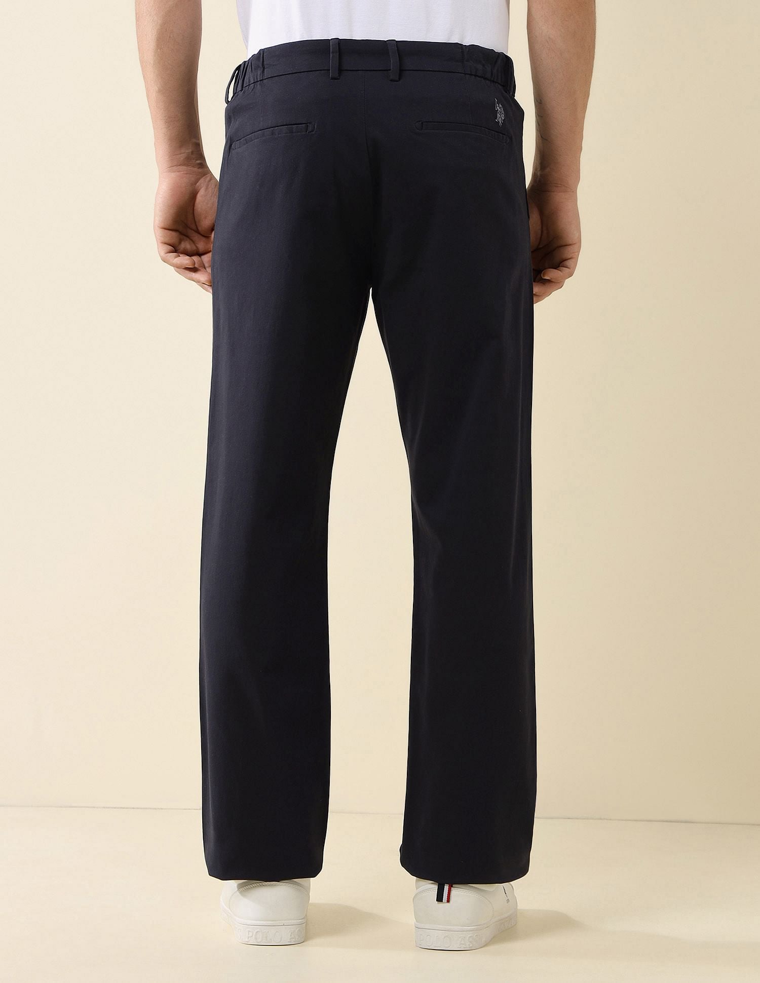 Elasticized Waist Straight Fit Trousers Black - U.S. POLO ASSN. | Large