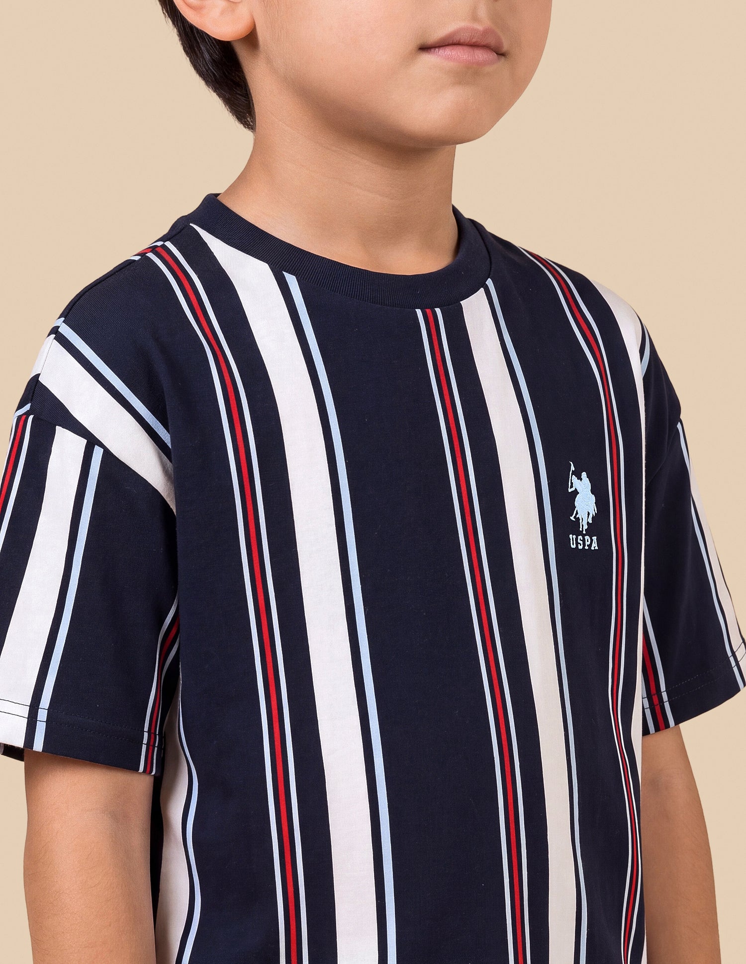 Vertical Striped Oversized Fit T-Shirt Navy - U.S. Polo Assn. India | Large
