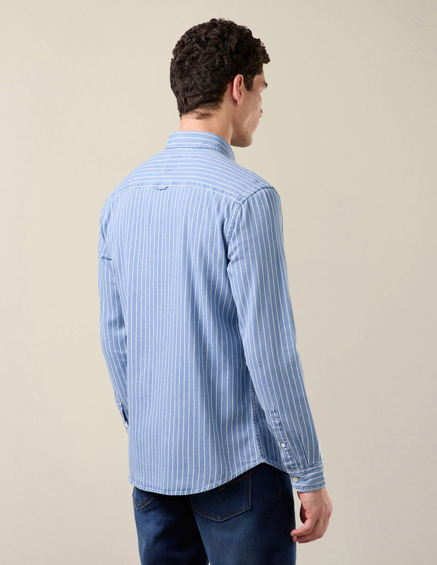 Vertical Striped Twill Shirt Indigo - U.S. Polo Assn. India | Large