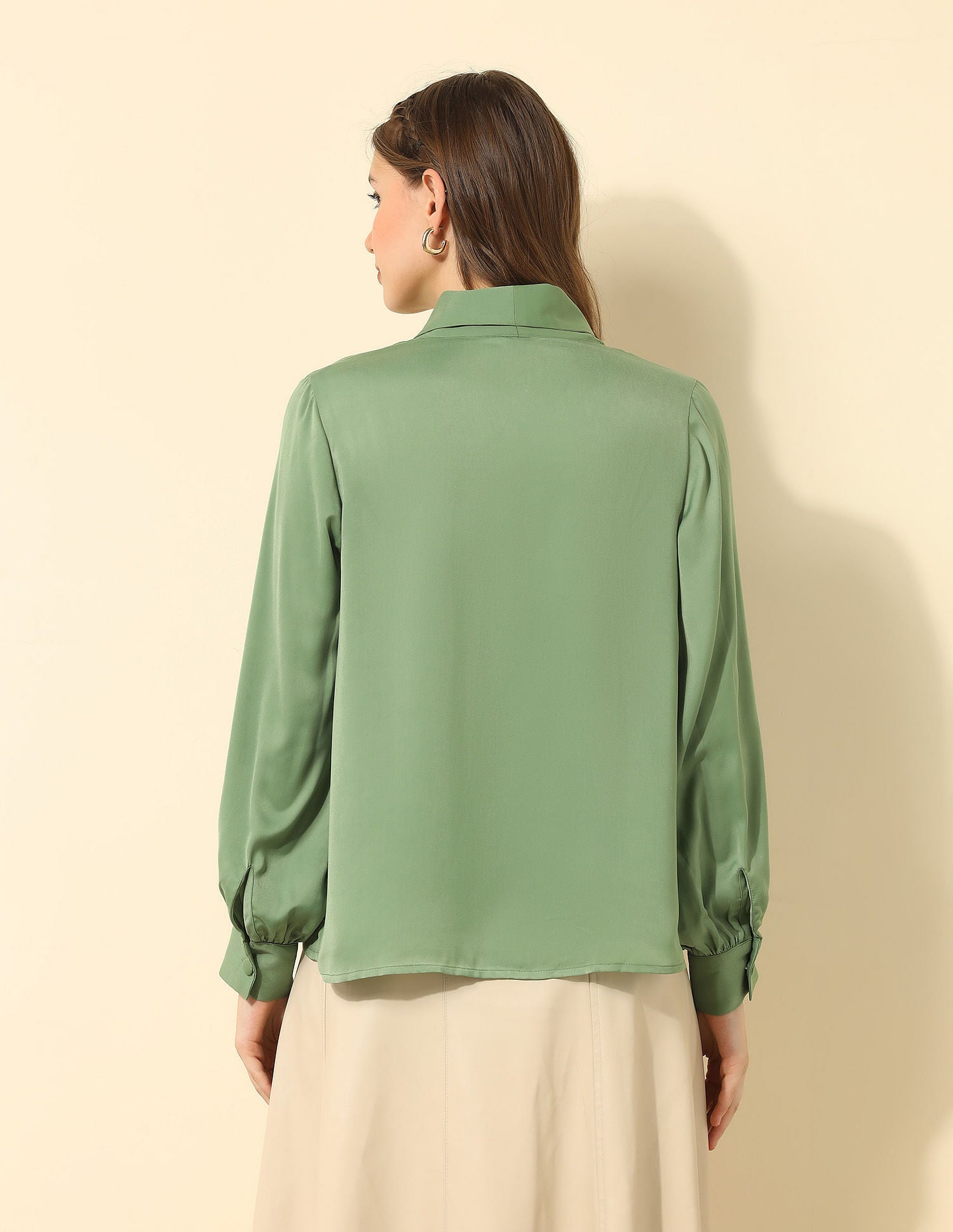 Double-Breated Satin Shirt Olive - U.S. POLO ASSN. | Large