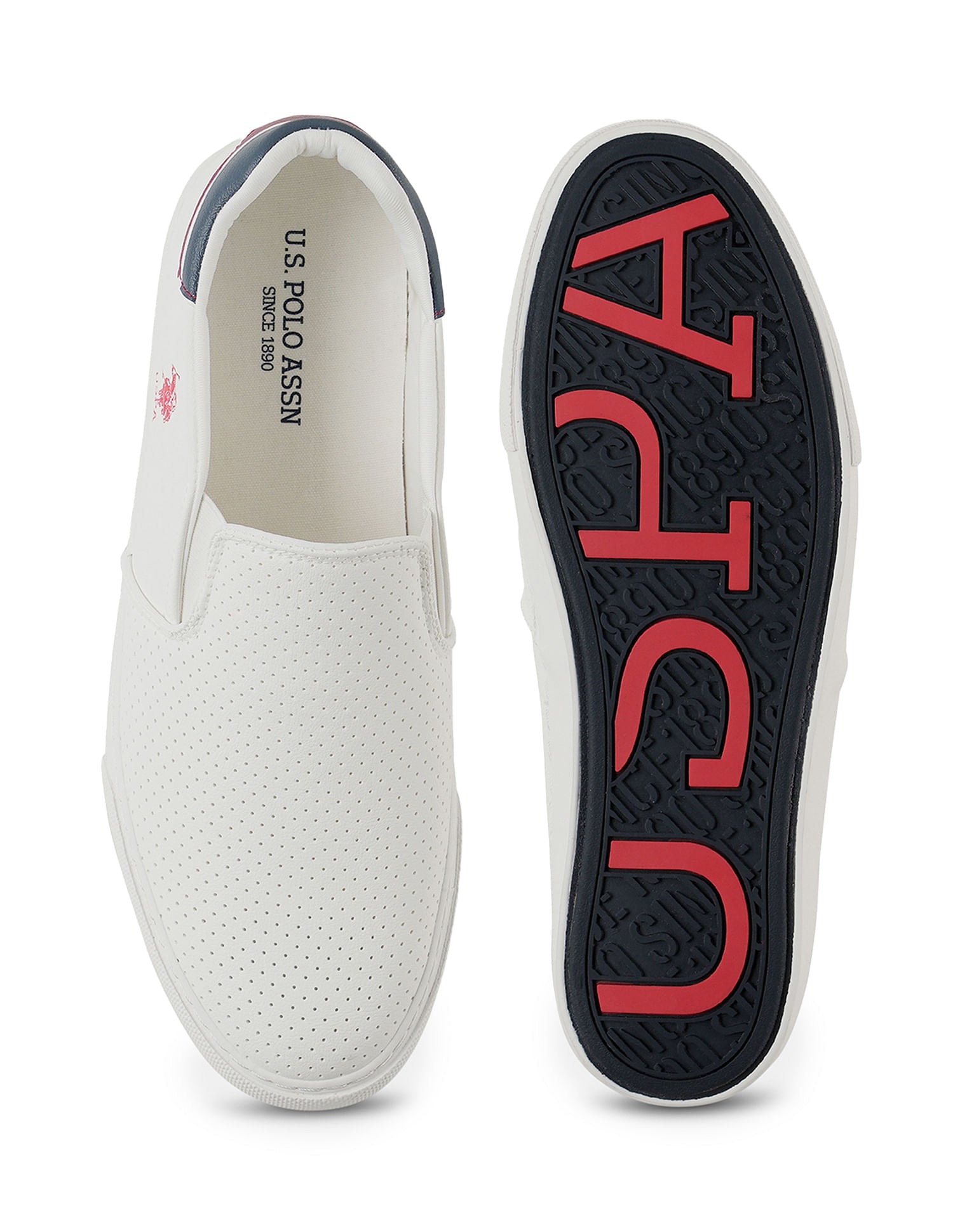 Men Perforated Campbell 2.0 Slip On Shoes Off White - U.S. Polo Assn. India | Large