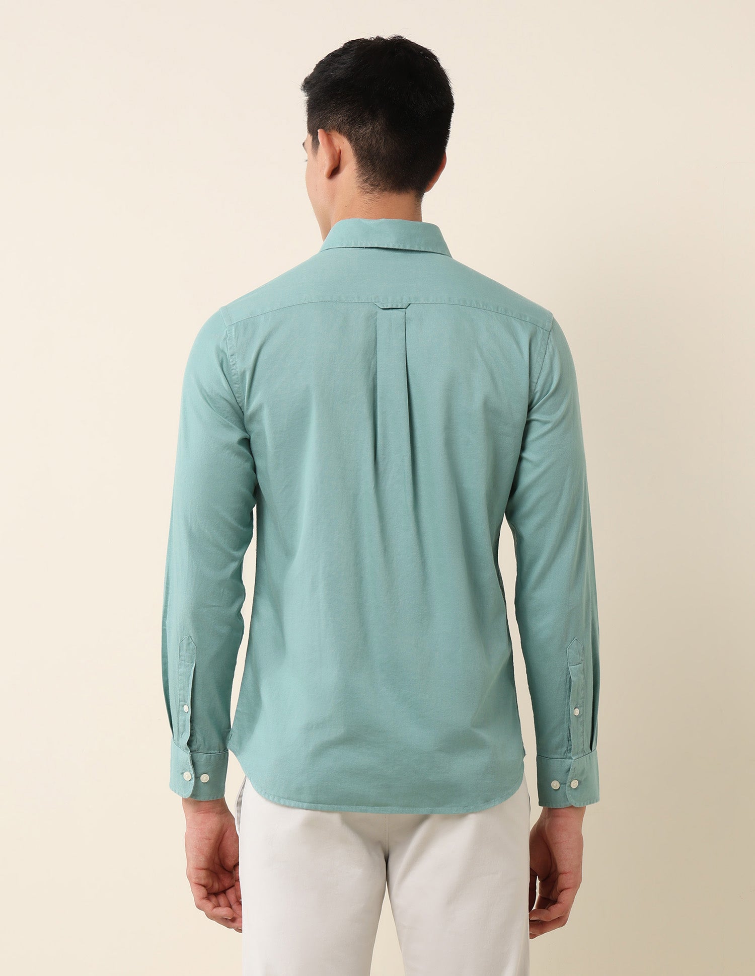Pure Cotton Dobby Tailored Fit Shirt Light Green - U.S. Polo Assn. India | Large