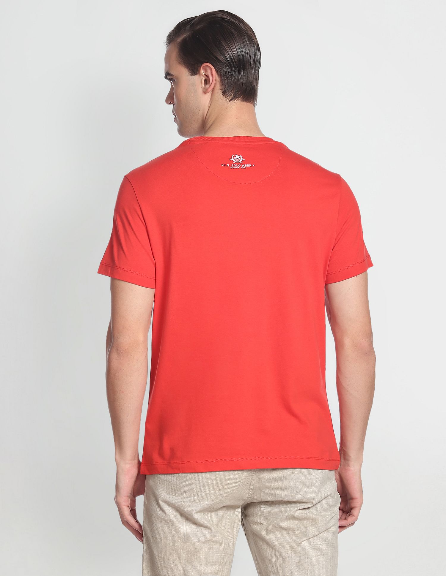 Cotton Slim Fit T-Shirt Red - U.S. Polo Assn. India | Large