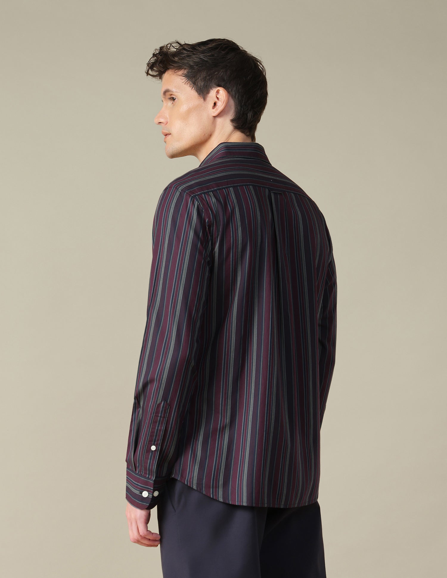 Vertical Striped Twill Shirt Maroon - U.S. Polo Assn. India | Large