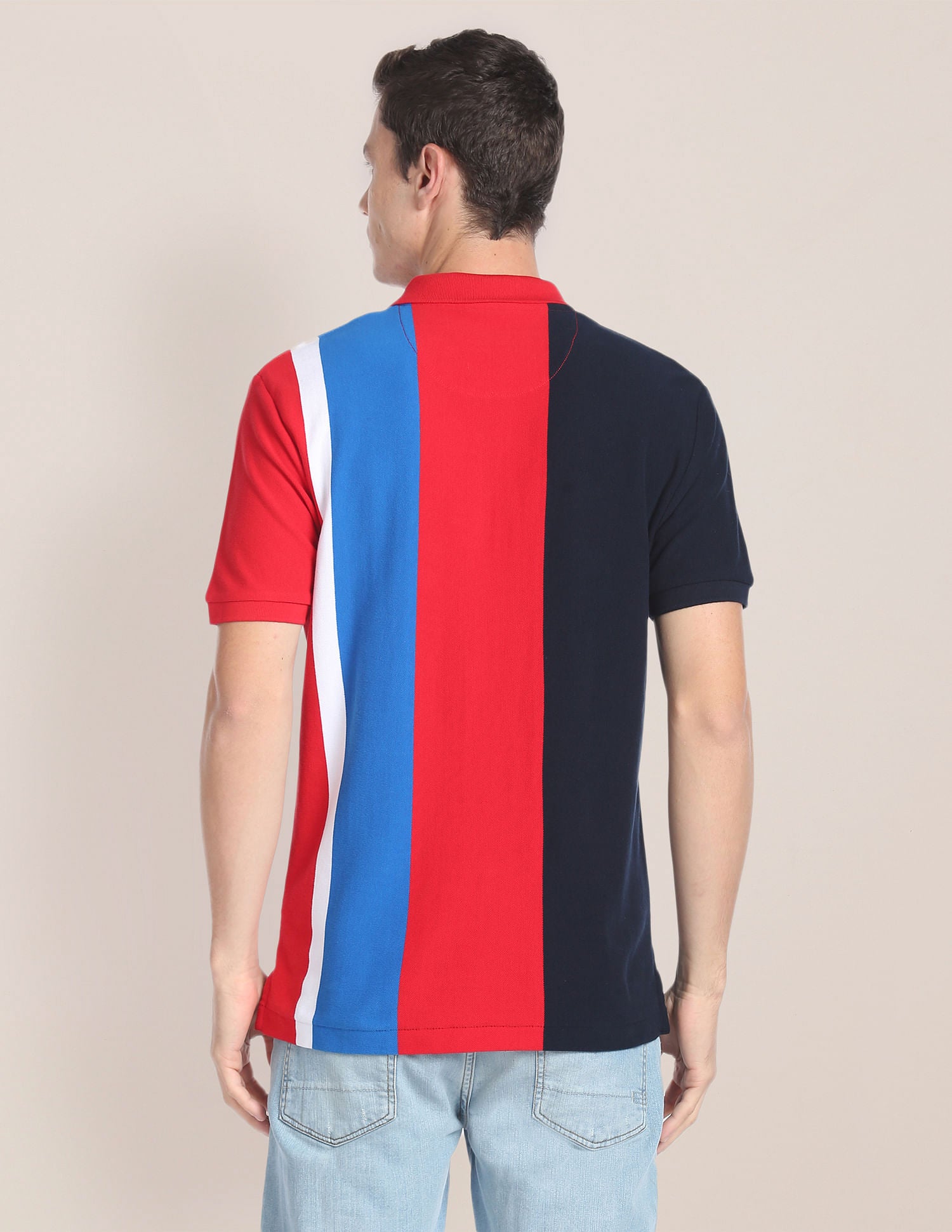 Colour Block Cotton Polo Shirt Red - U.S. Polo Assn. India | Large