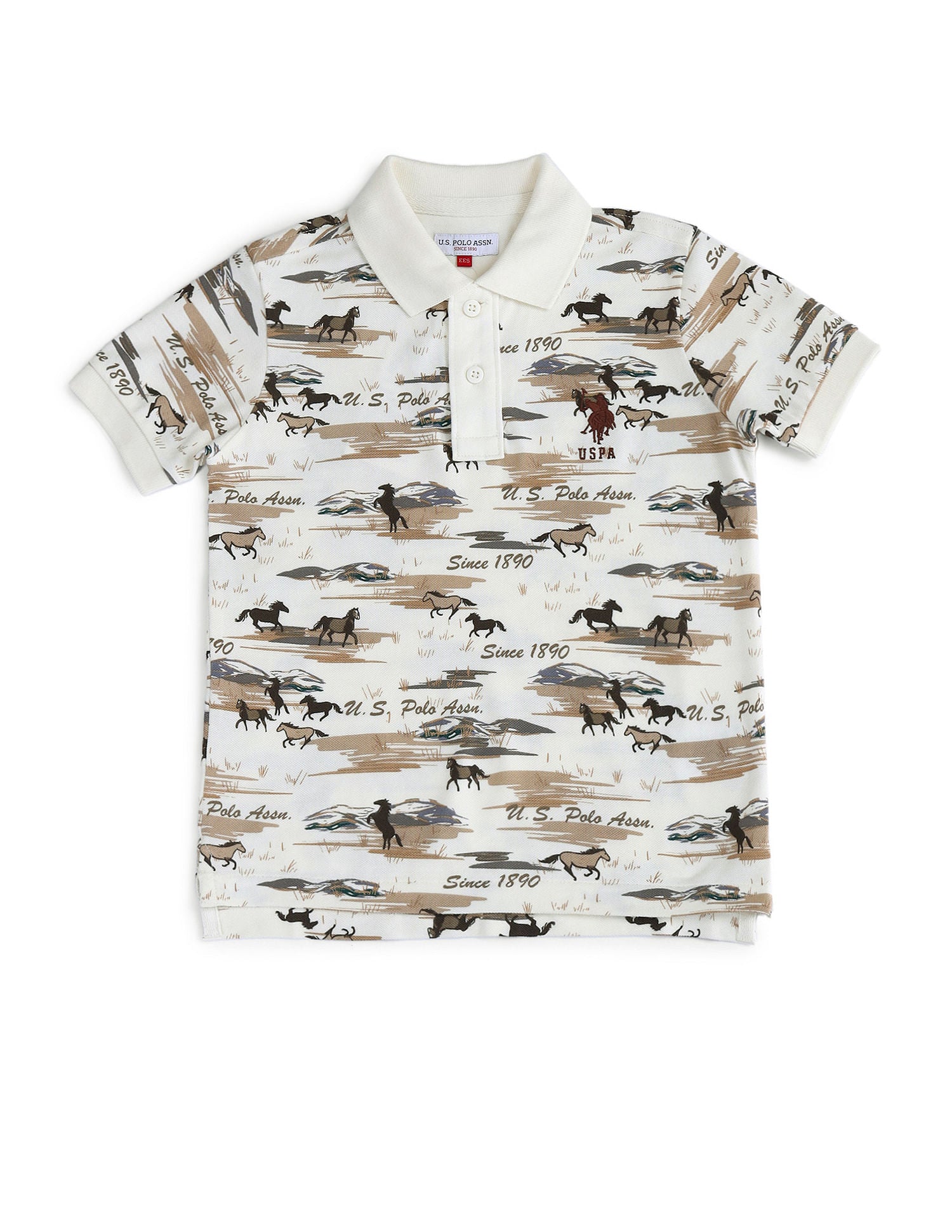 Boys Pure Cotton Regular Polo Shirt White - U.S. Polo Assn. India | Large