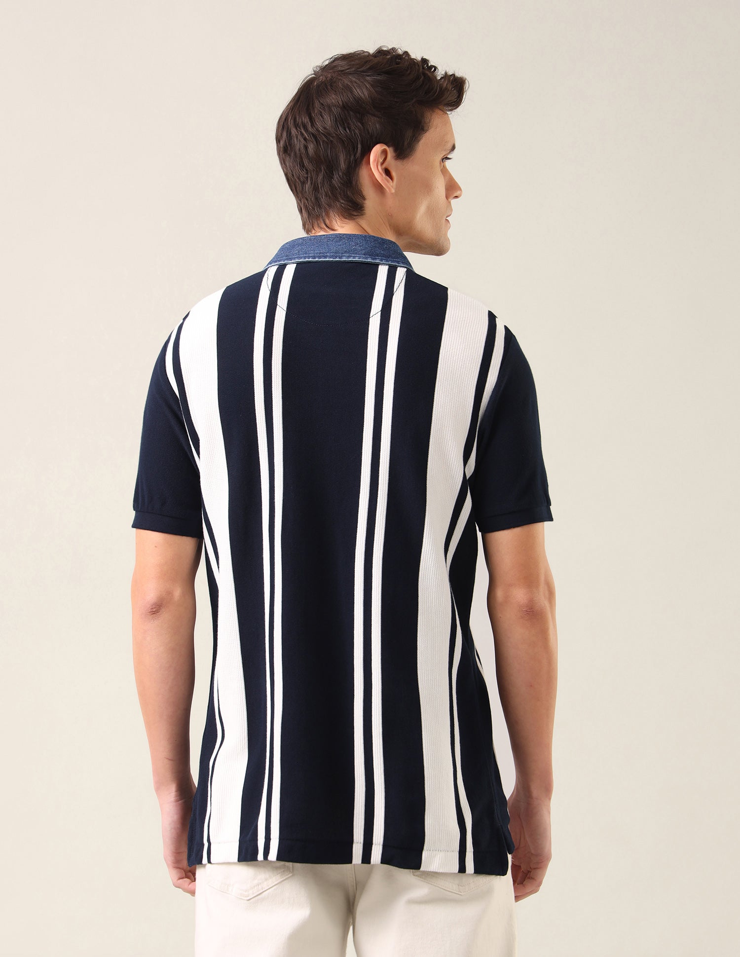 Vertical Striped Slim Fit Polo Shirt Navy - U.S. Polo Assn. India | Large
