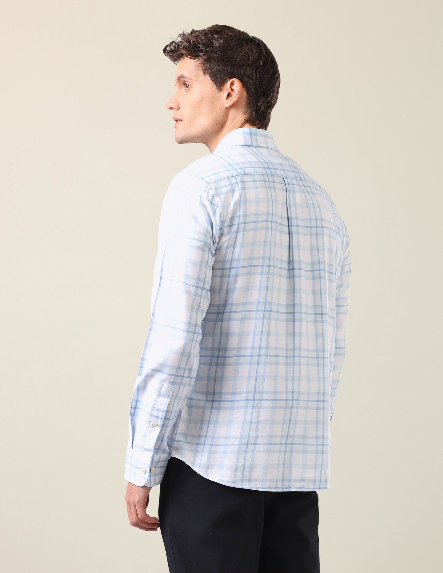Grid Tattersall Checked Twill Shirt Light Blue - U.S. Polo Assn. India | Large