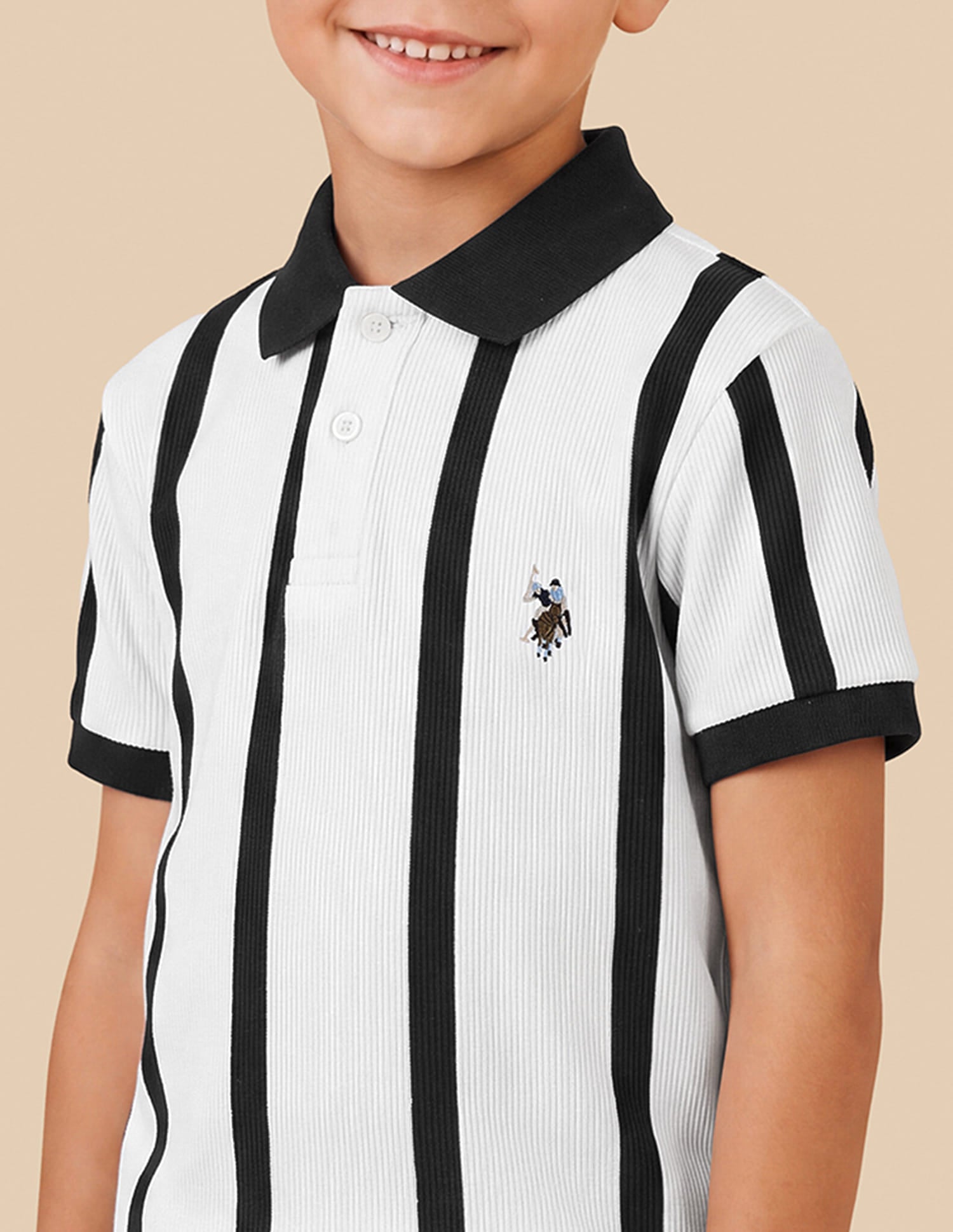 Vertical Striped Regular Fit Polo Shirt White - U.S. Polo Assn. India | Large