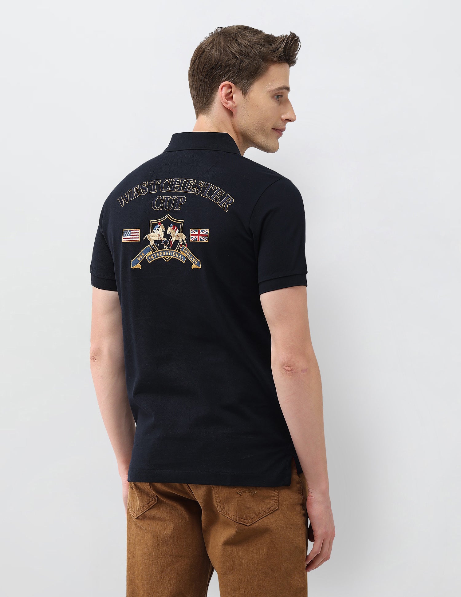 Graphic Embroidered Slim Fit Polo Shirt Navy - U.S. Polo Assn. India | Large