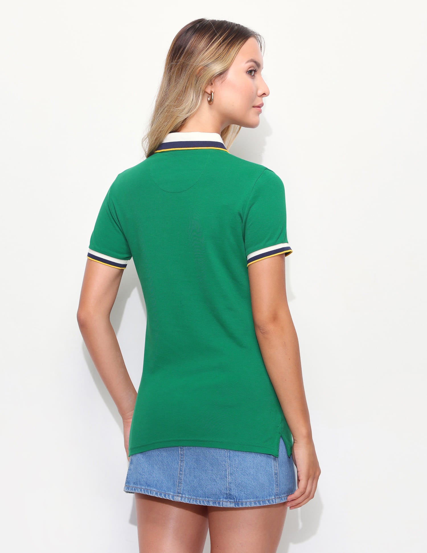 Striped Collar Regular Fit Polo Shirt Green - U.S. Polo Assn. India | Large