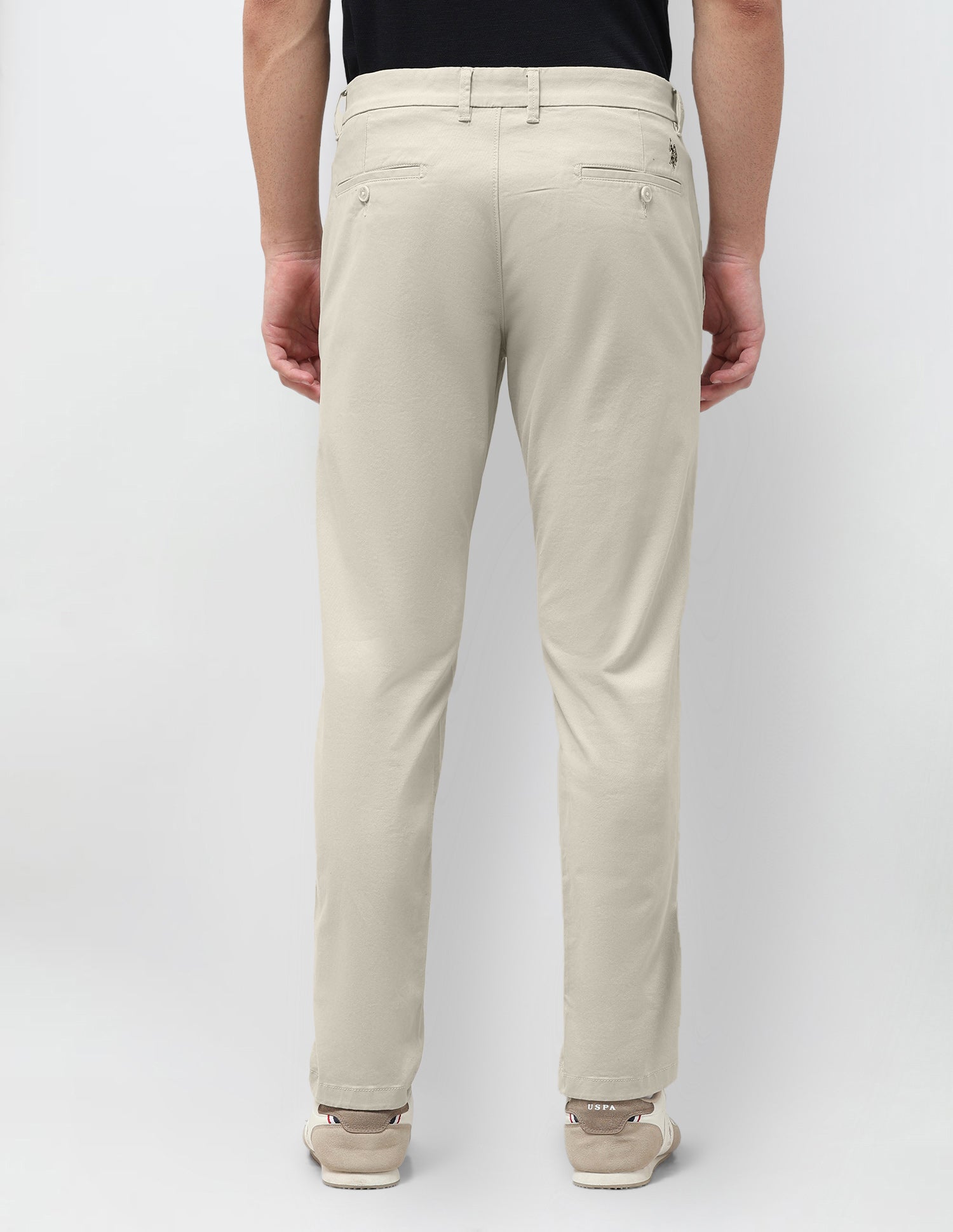 Slim Fit Satin Trousers Stone - U.S. Polo Assn. India | Large