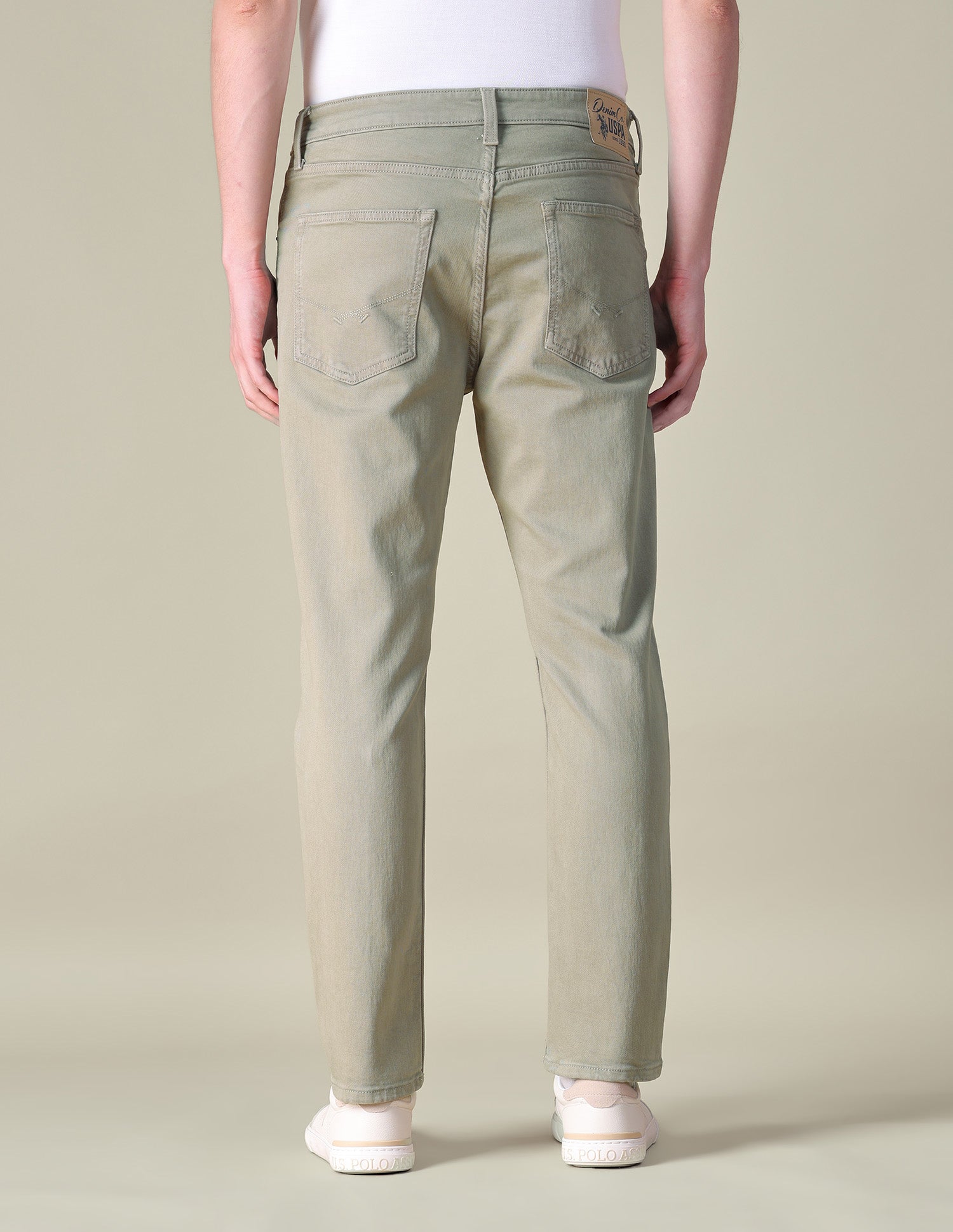 Cole Comfort Cropped Fit Green Jeans Light Olive - U.S. POLO ASSN. | Large