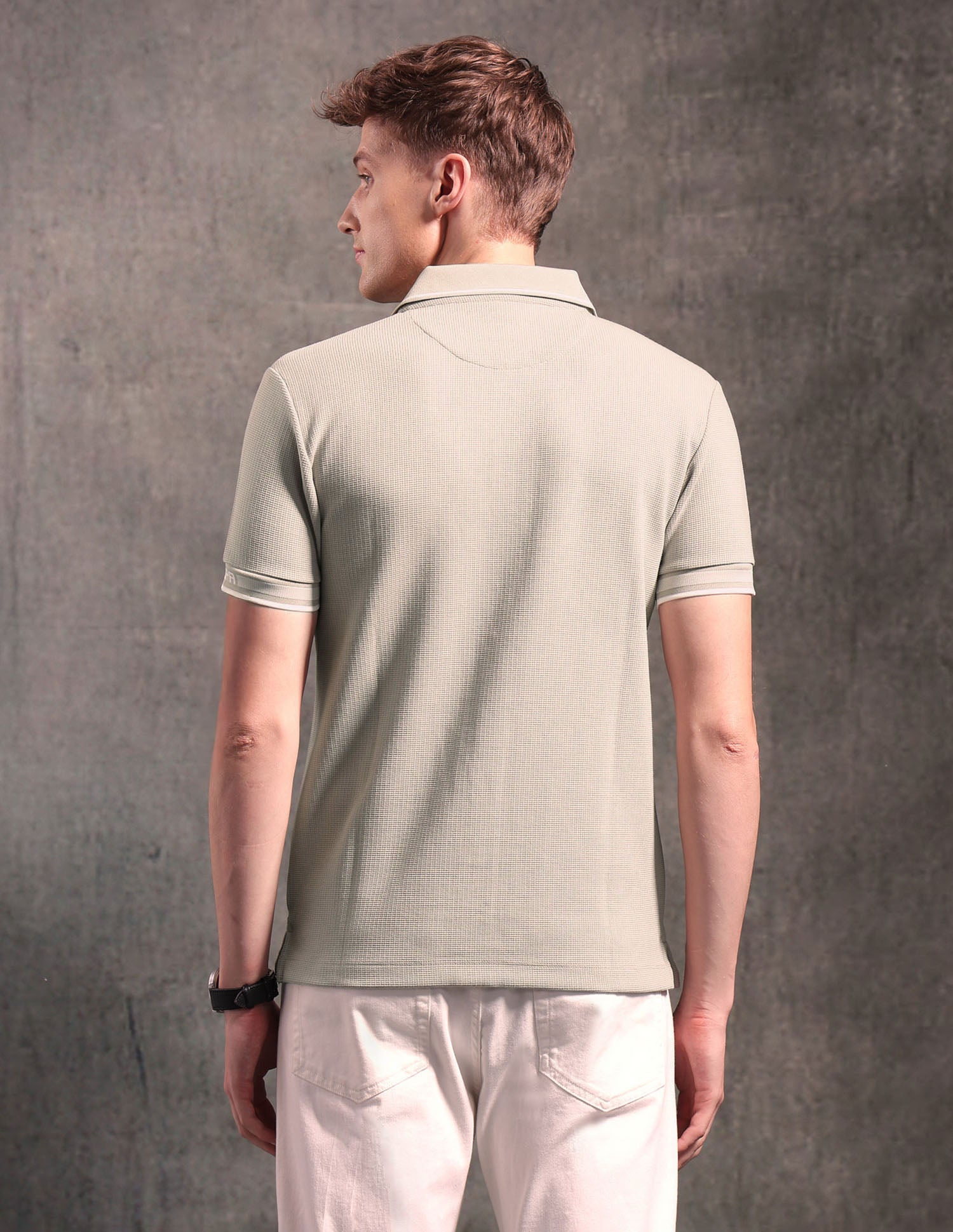 Black & Gold Textured Polo Shirt Beige - U.S. POLO ASSN. | Large