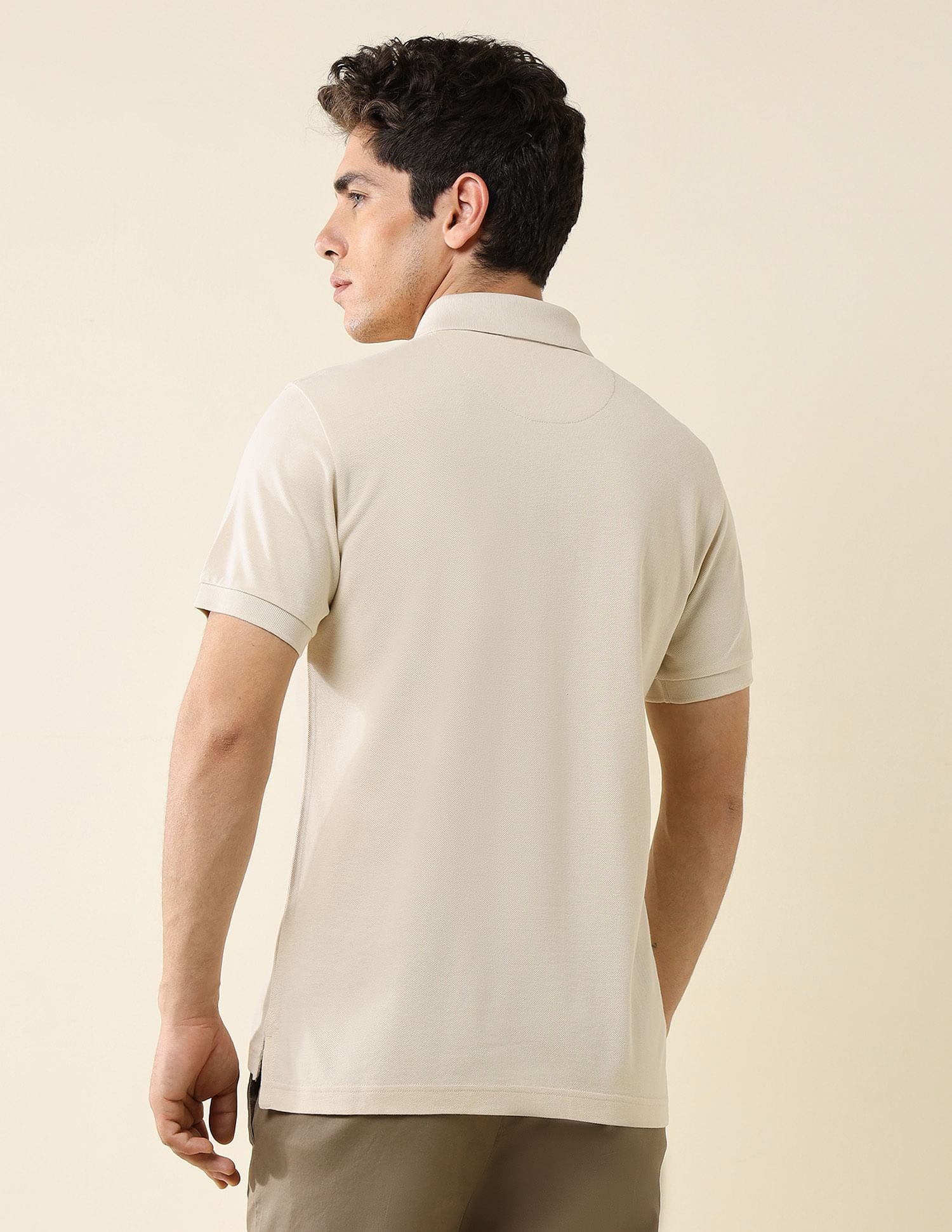Pure Cotton Slim Fit Polo Shirt Off White - U.S. Polo Assn. India | Large