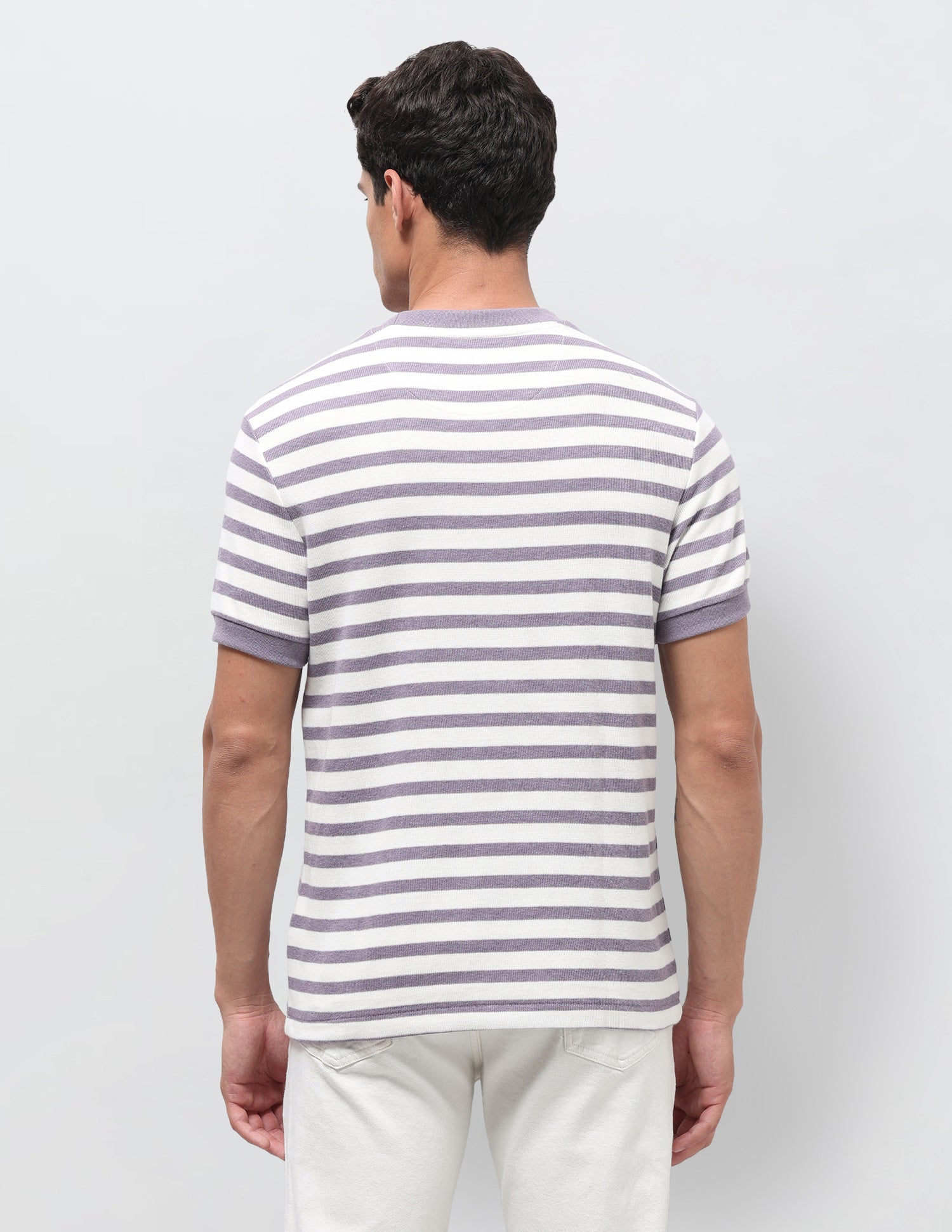 Horizontal Striped Slim Fit T-Shirt Lavender - U.S. Polo Assn. India | Large
