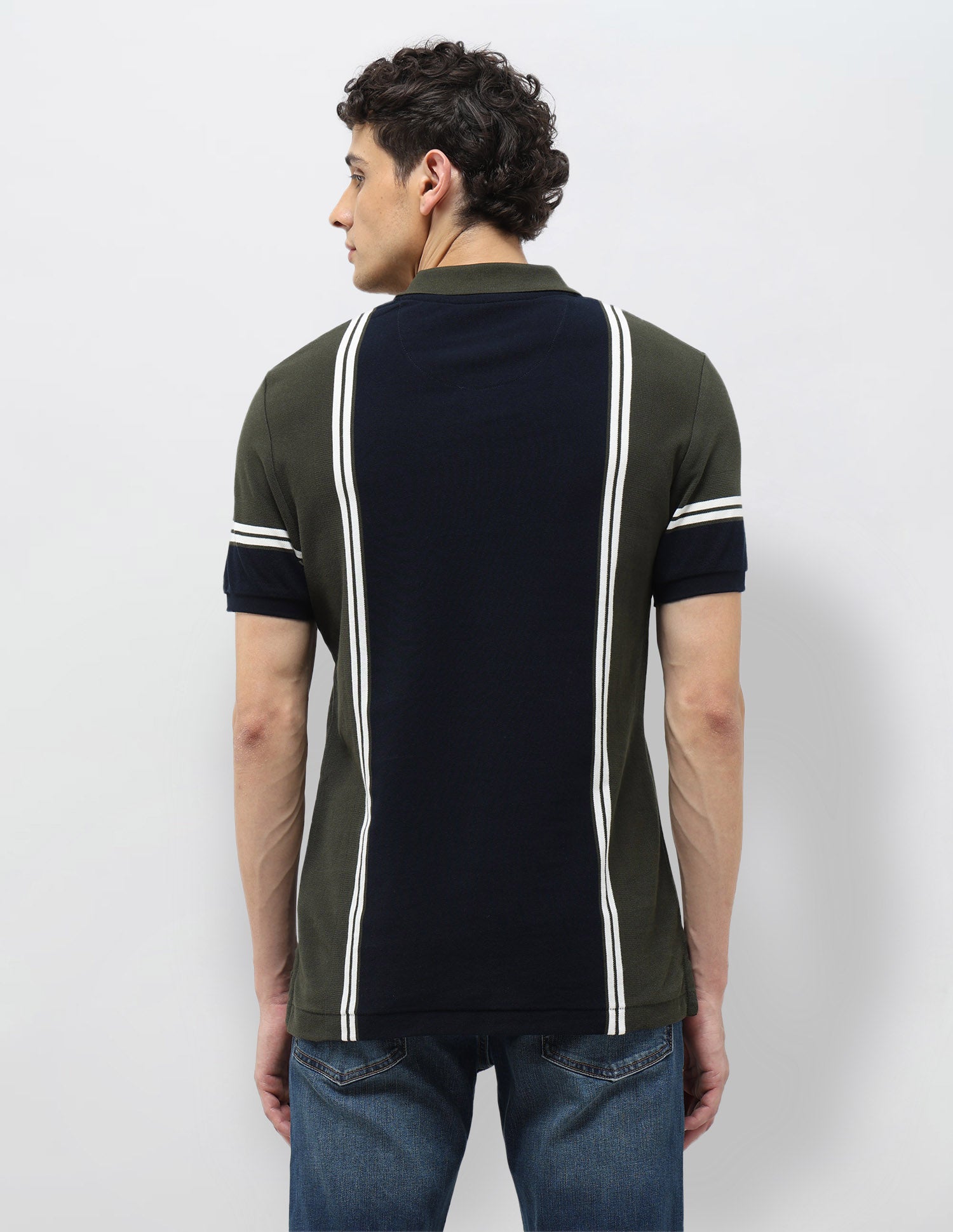 Colorblocked Vertical Striped Polo Shirt Olive - U.S. POLO ASSN. | Large