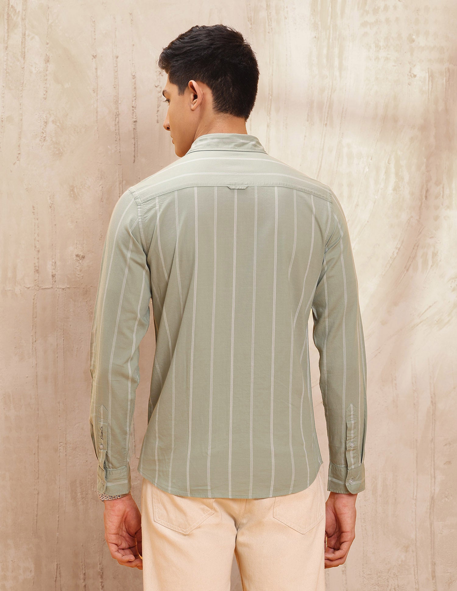 Vertical Striped Pure Cotton Shirt Light Green - U.S. POLO ASSN. | Large