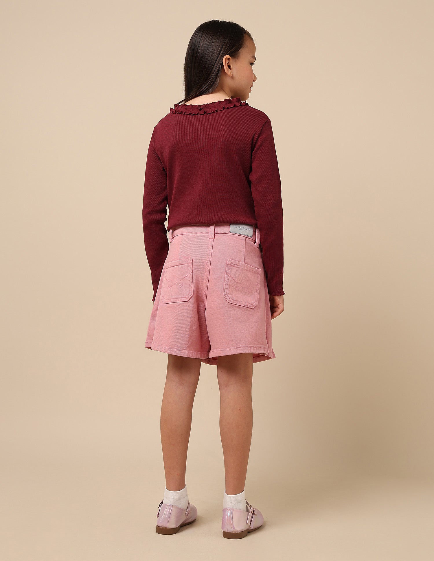 Girls Regular Fit Denim Shorts Pink - U.S. POLO ASSN. | Large