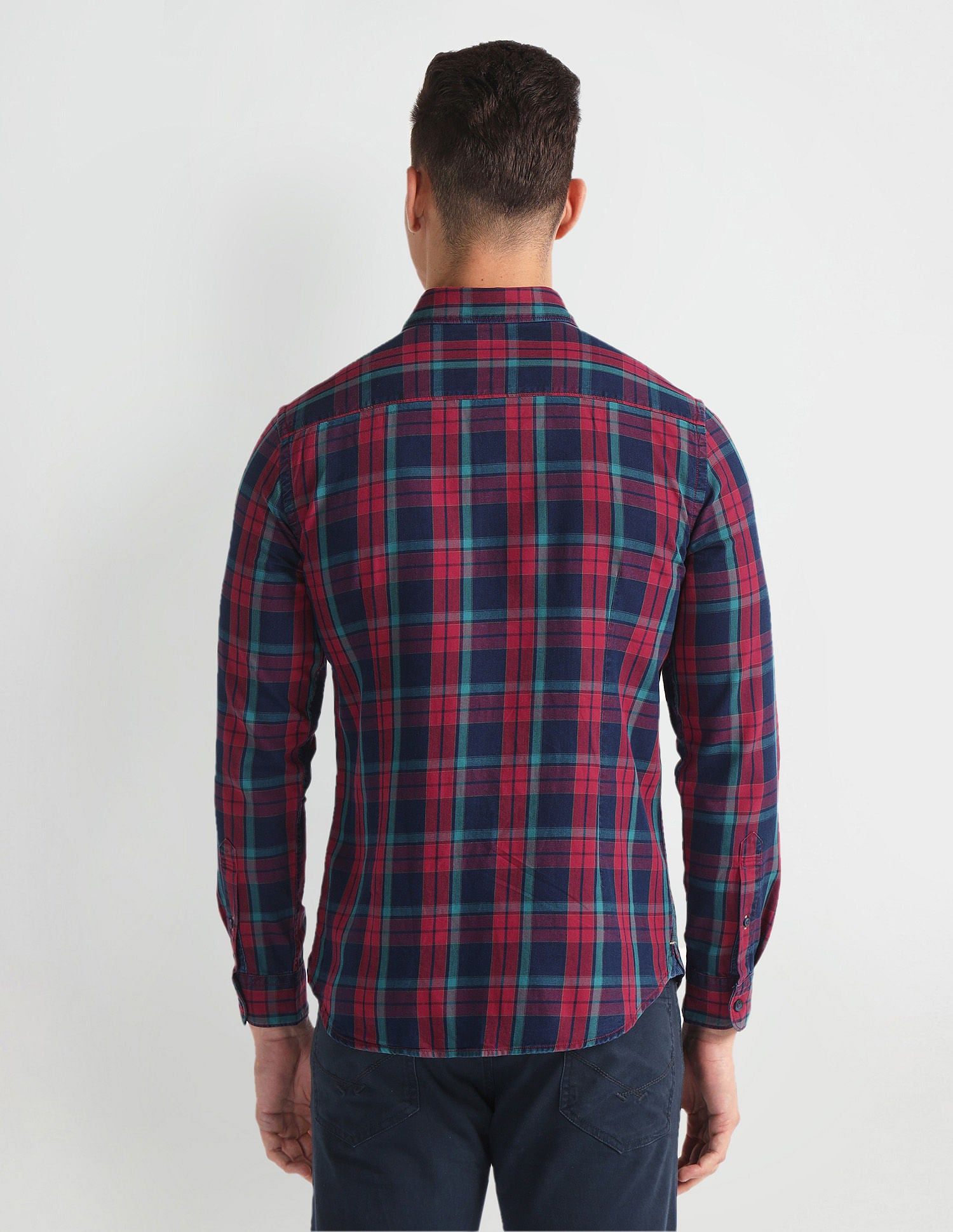 Plaid Check Slim Fit Shirt Red and Navy - U.S. Polo Assn. India | Large