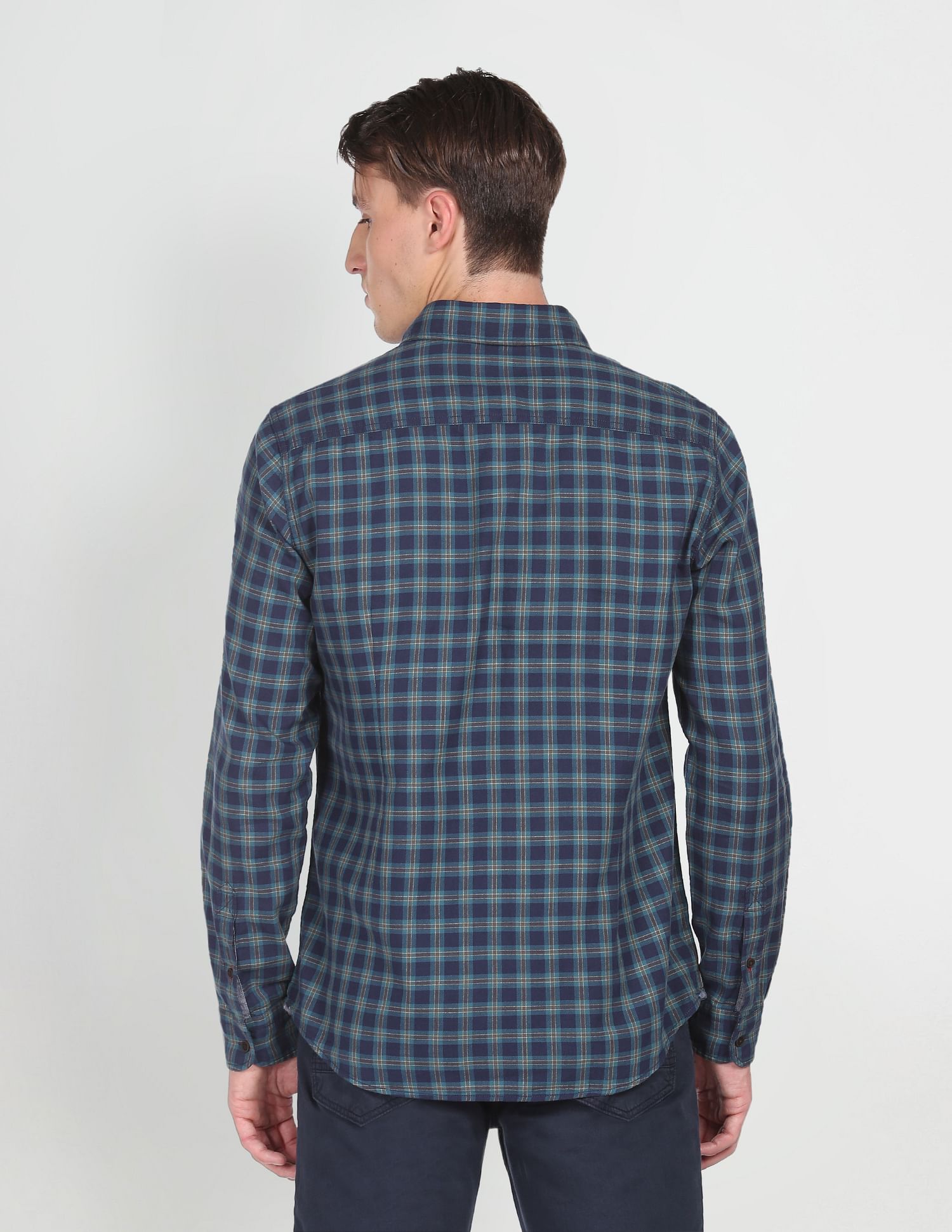 Pure Cotton Plaid Check Casual Shirt Teal - U.S. Polo Assn. India | Large