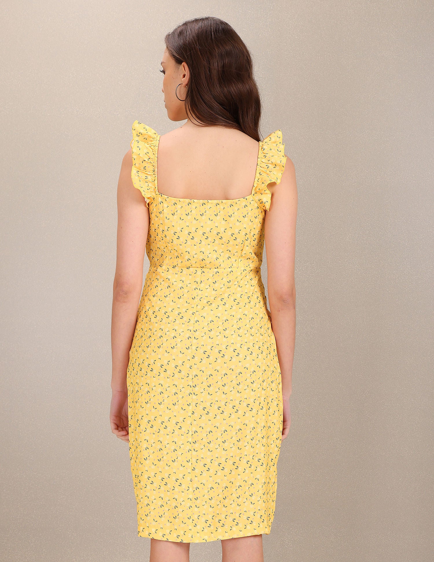 V-Neck Floral Print Slip Dress Yellow - U.S. Polo Assn. India | Large