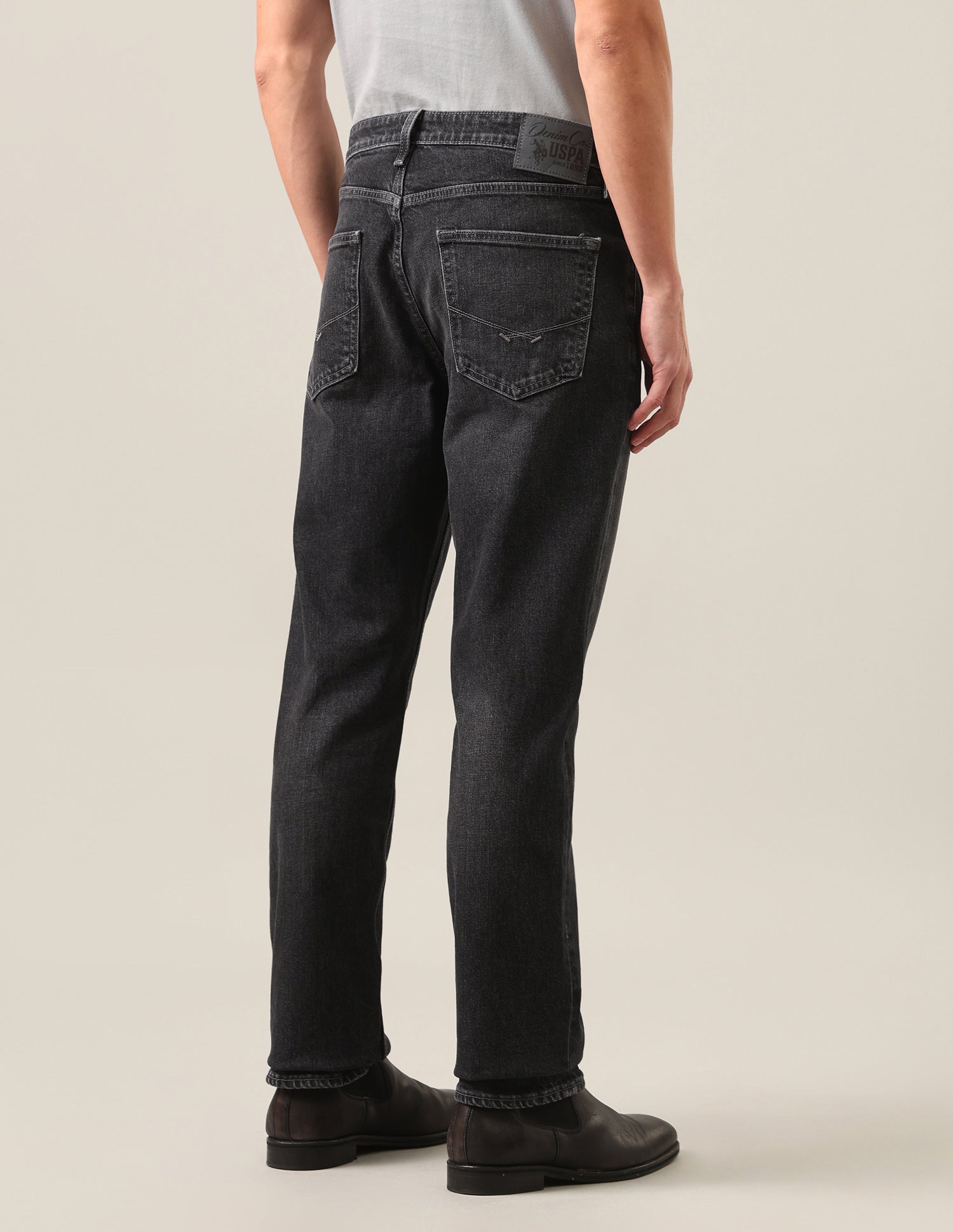 Harold Slim Straight Fit Black Jeans Washed Black - U.S. Polo Assn. India | Large