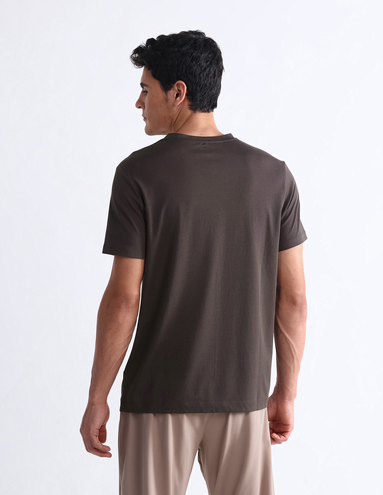 Brand Embossed Slim Fit T-Shirt Dark Brown - U.S. Polo Assn. India | Large