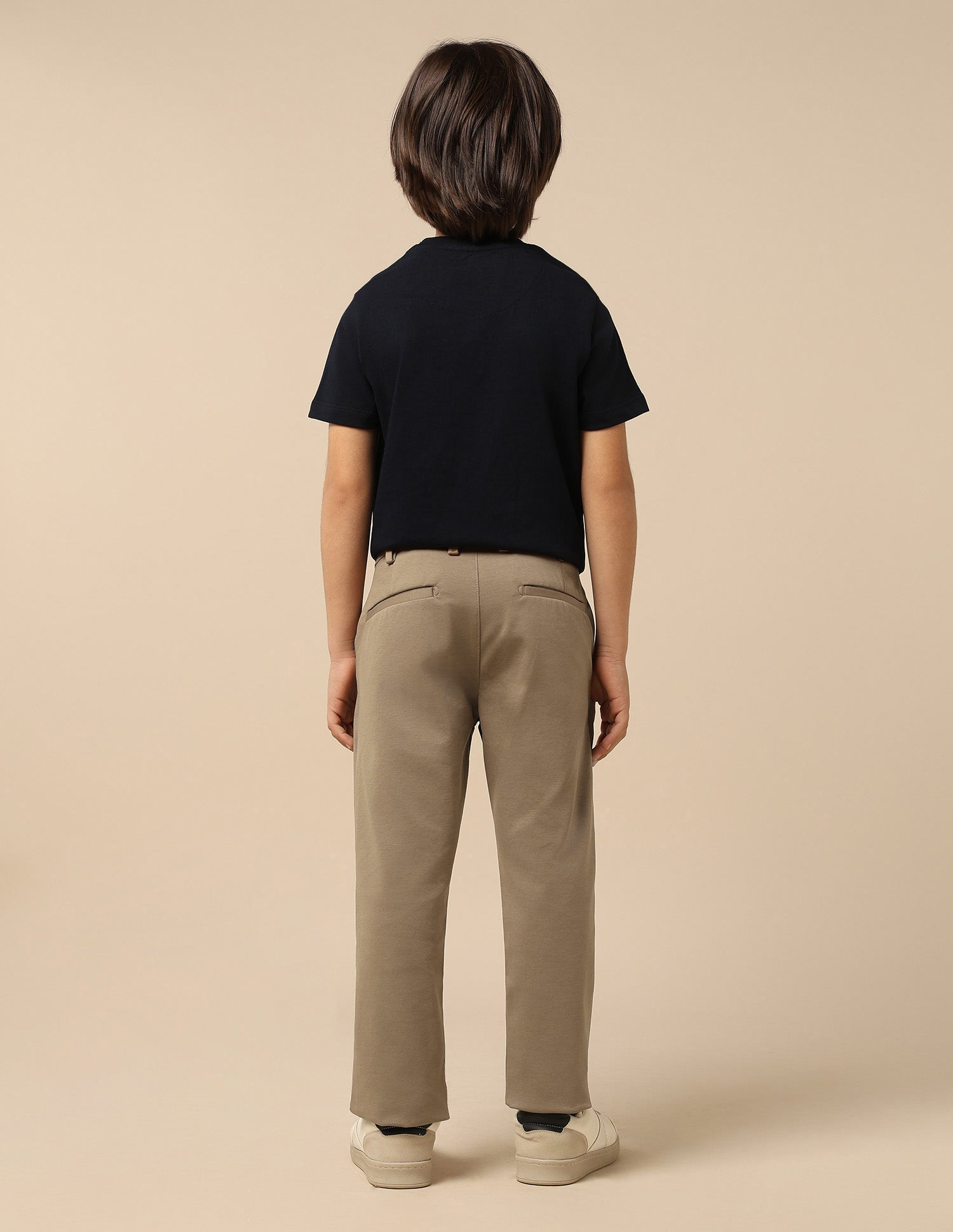 Boys Solid Slim Fit Trousers Khaki - U.S. POLO ASSN. | Large