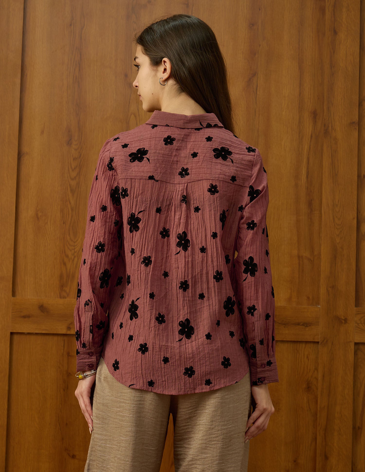 Floral Flock Regular Fit Shirt Bronze - U.S. POLO ASSN. | Large