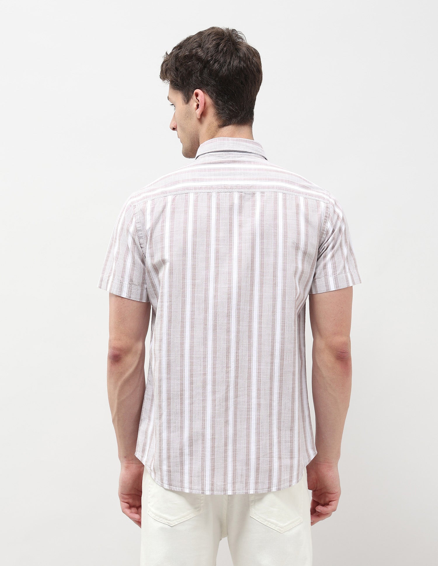 Vertical Striped Regular Fit Shirt Brown - U.S. POLO ASSN. | Large