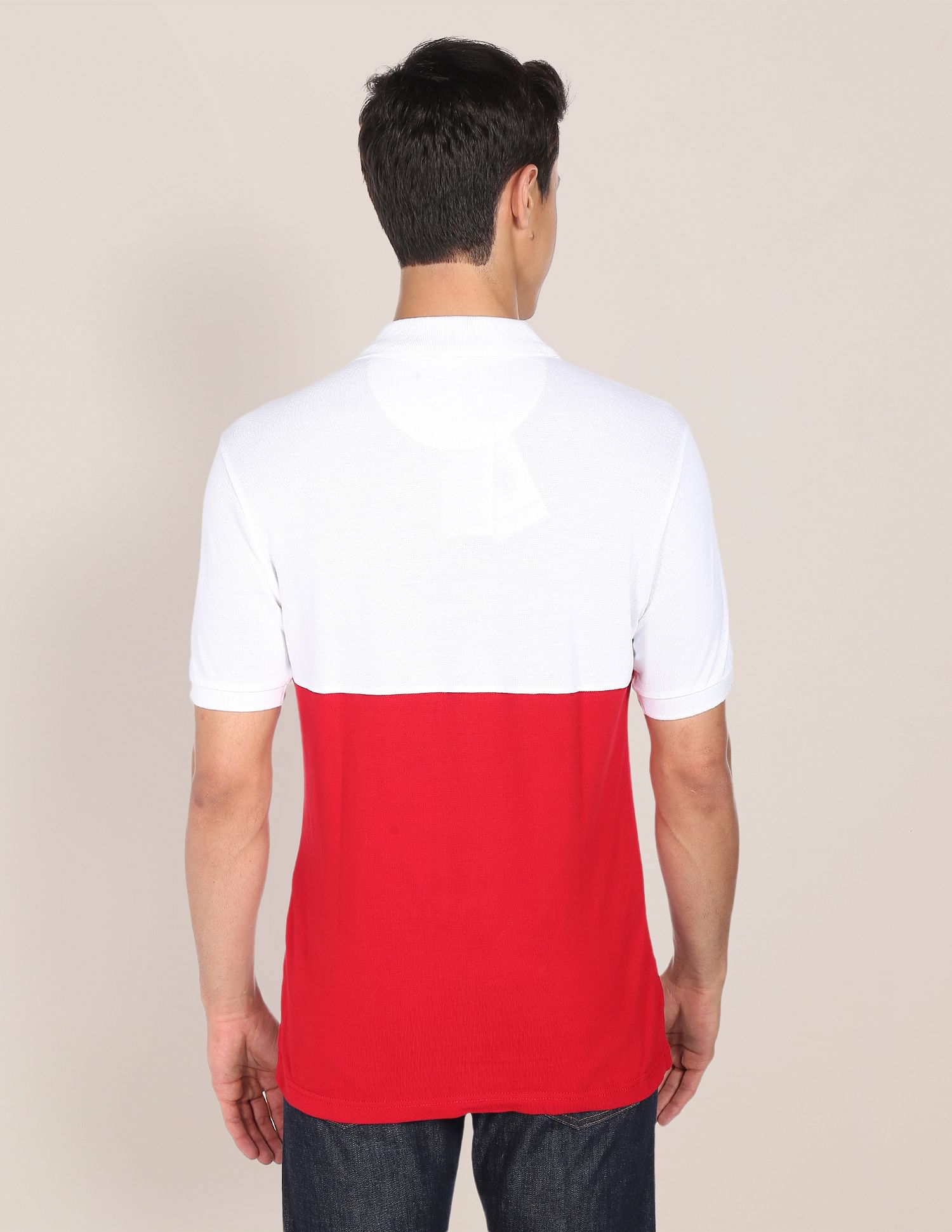 Colour Block Panelled Polo Shirt White and Red - U.S. POLO ASSN. | Large