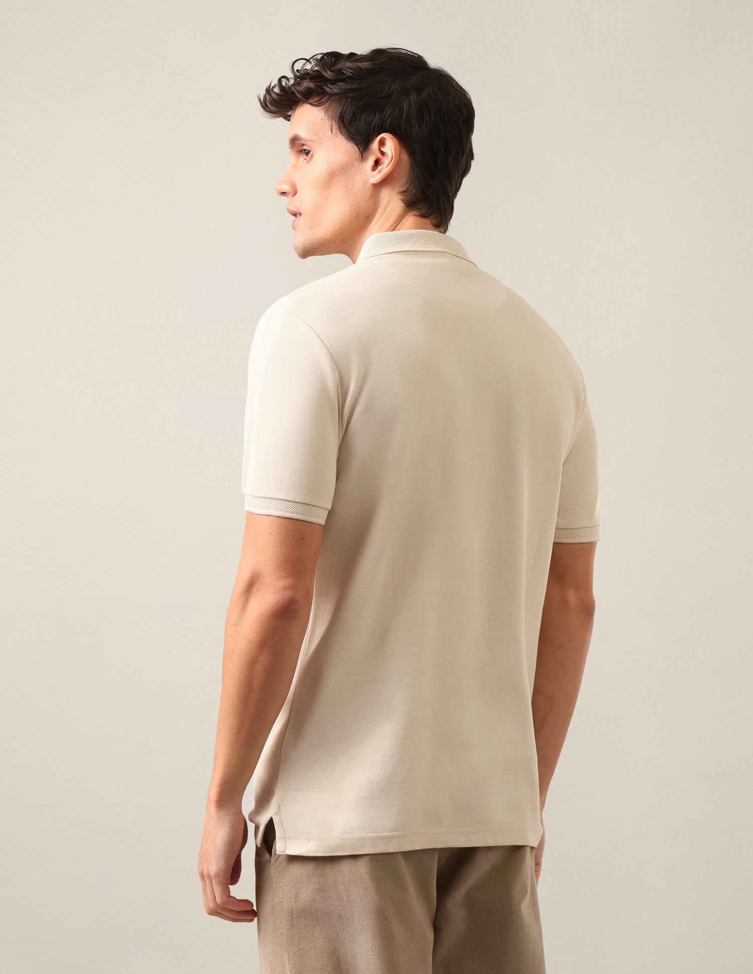 Solid Slim Fit Polo Shirt Ivory - U.S. Polo Assn. India | Large