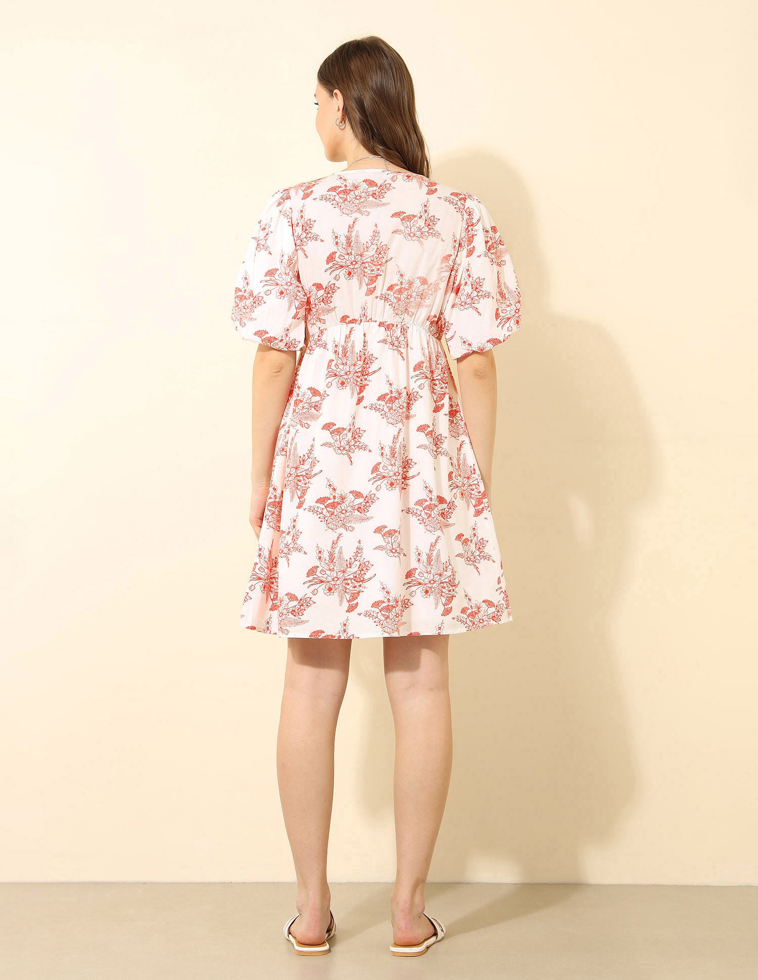 Floral Printed Fit And Flare Dress Orange - U.S. POLO ASSN. | Large