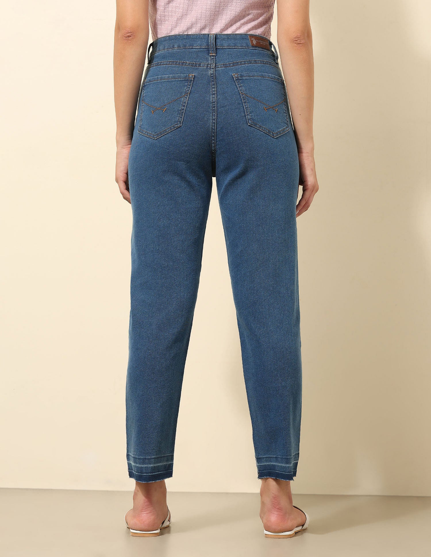 High Rise Mom Fit Jeans Blue - U.S. POLO ASSN. | Large