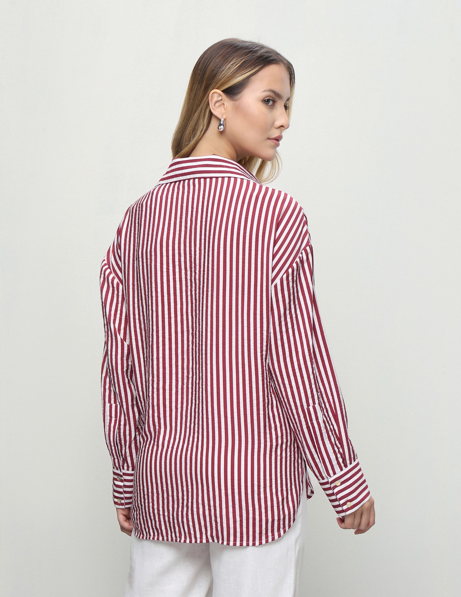 Vertical Striped Relaxed Fit Shirt Red - U.S. Polo Assn. India | Large
