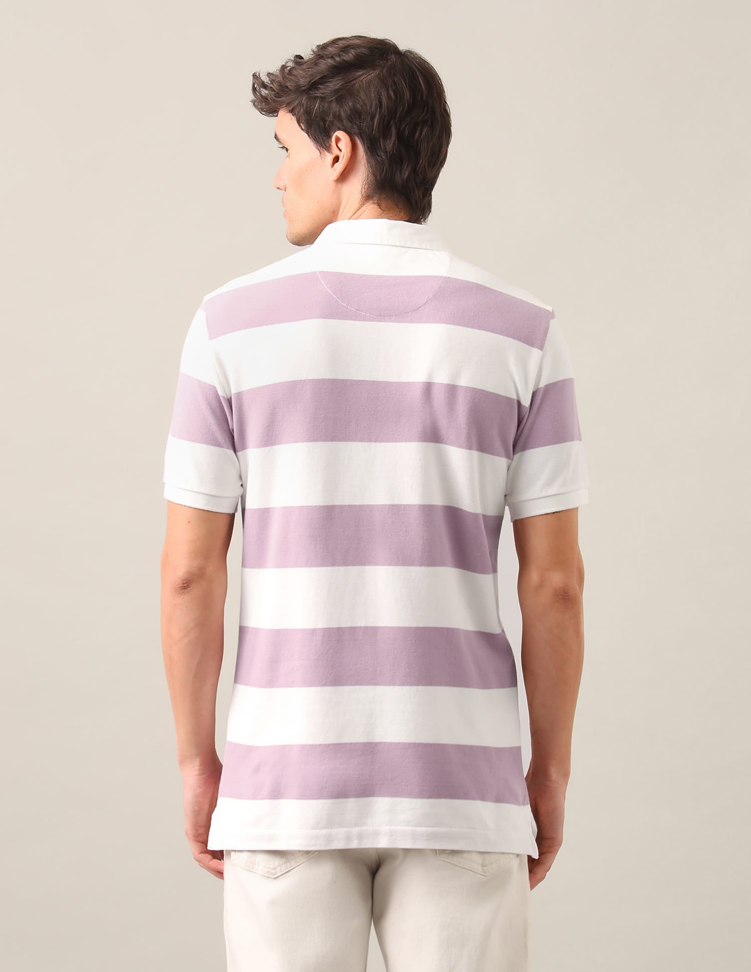 Horizontal Striped Slim Fit Polo Shirt Pink - U.S. Polo Assn. India | Large