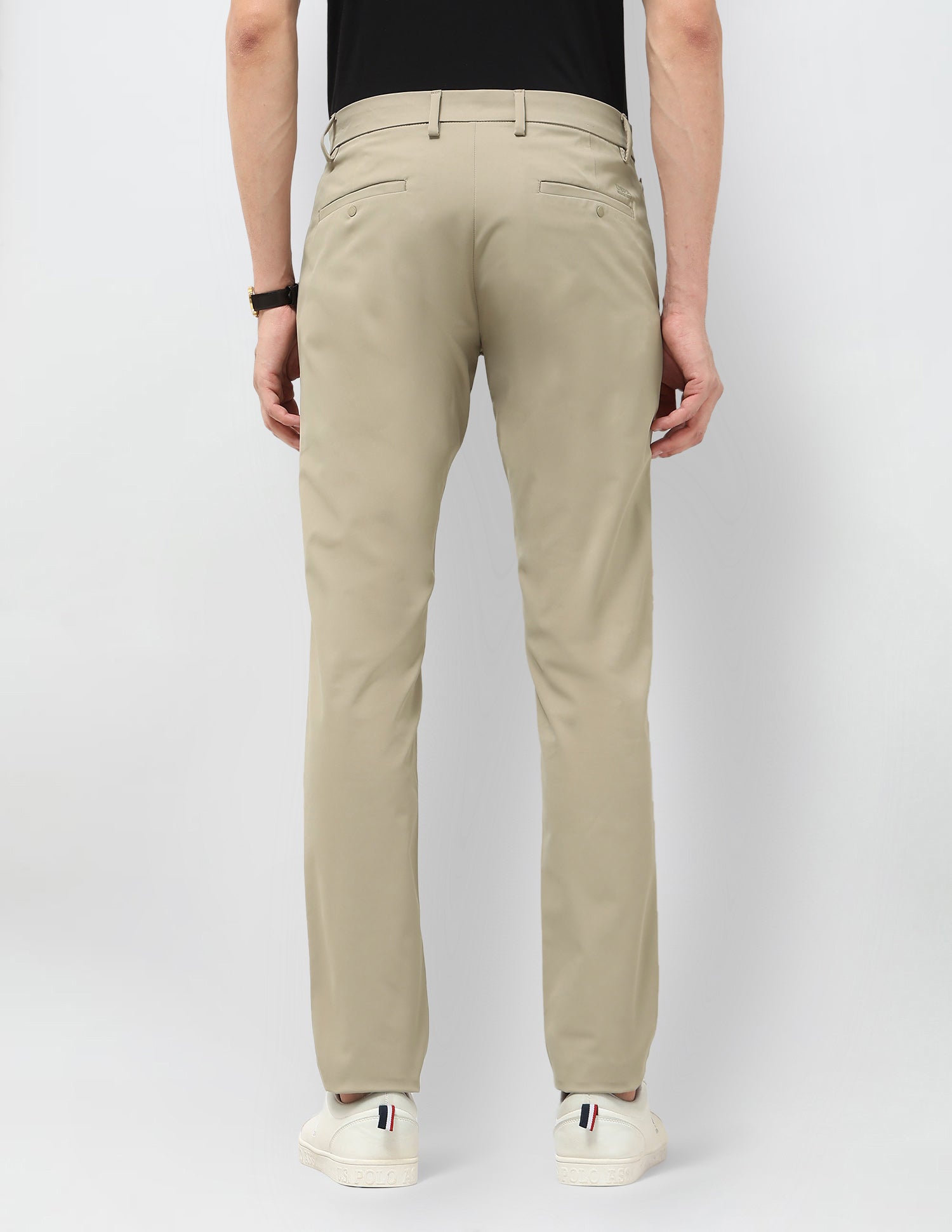 Austin Slim Fit Satin Trousers Light Khaki - U.S. POLO ASSN. | Large