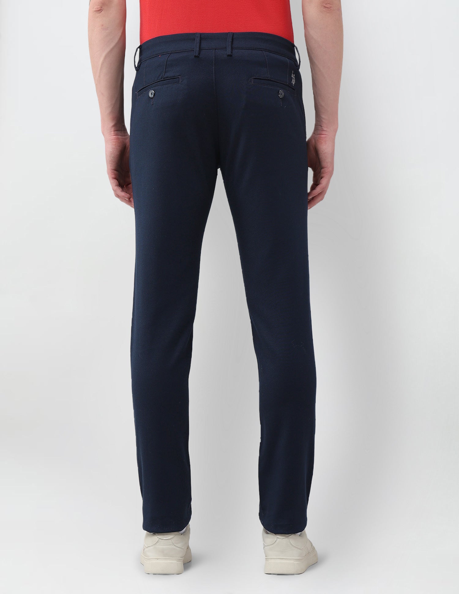 Denver Slim Fit Textured Trousers Navy - U.S. Polo Assn. India | Large