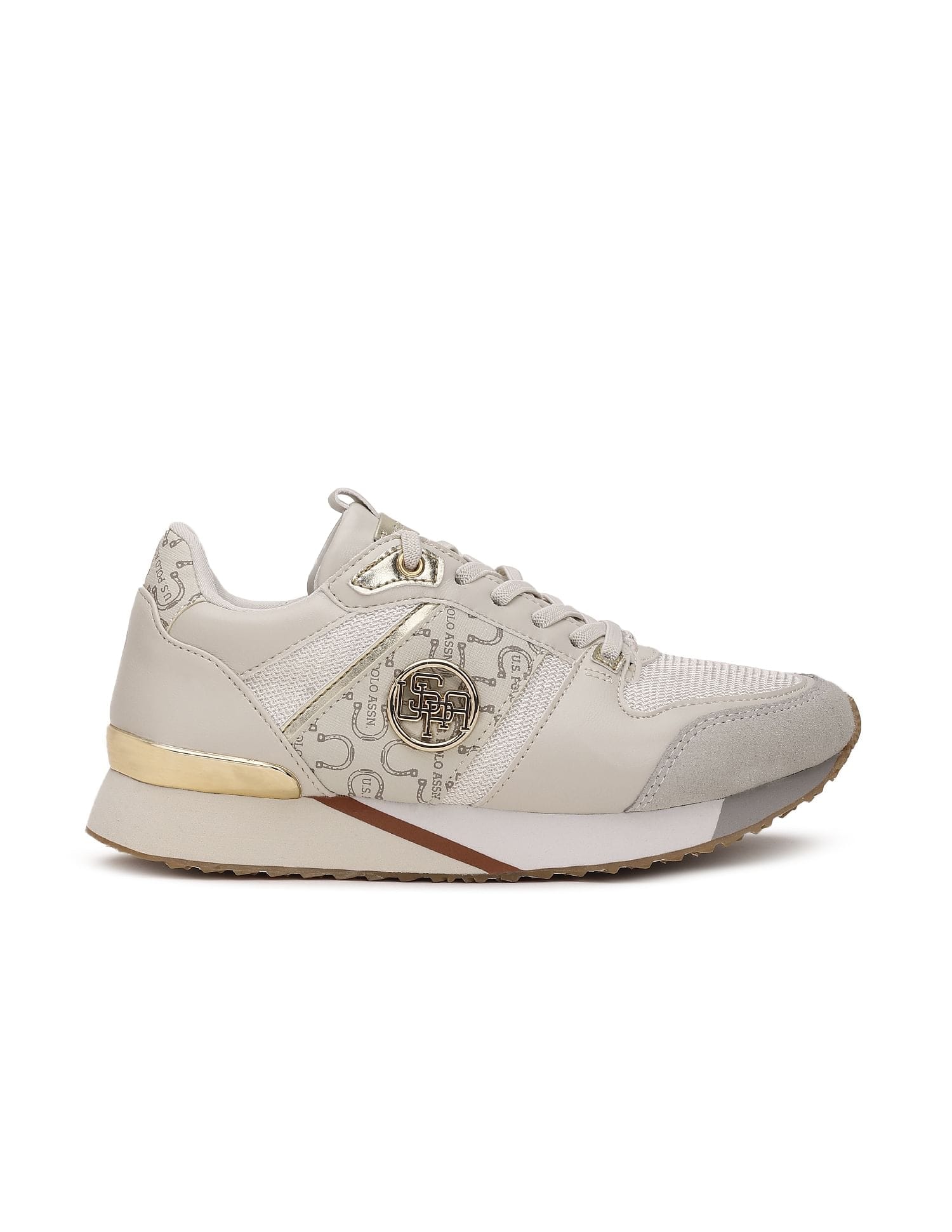 Stella Nude Monogram Print Sneakers Shoes Beige - U.S. Polo Assn. India | Large