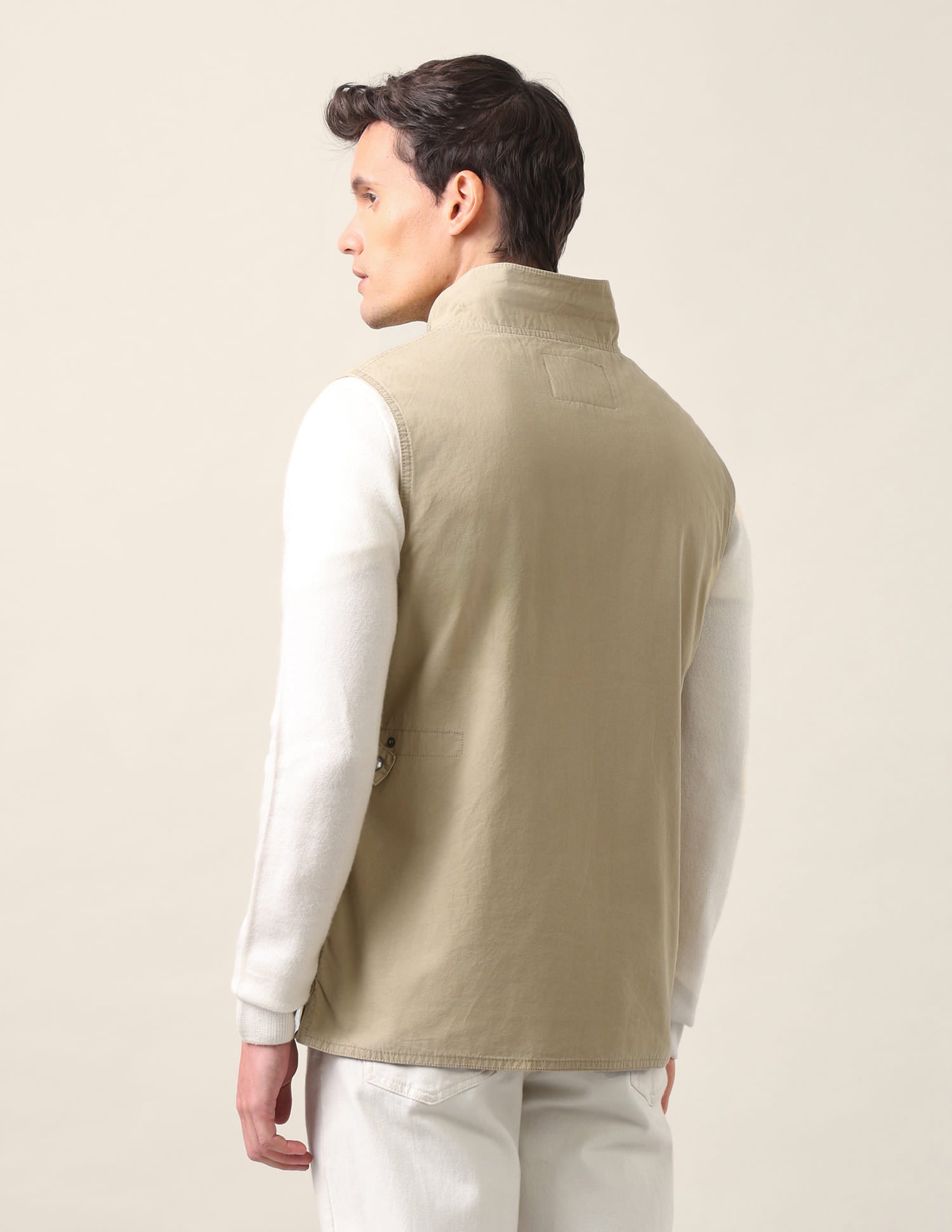 Solid Regular Fit Jacket Khaki - U.S. Polo Assn. India | Large