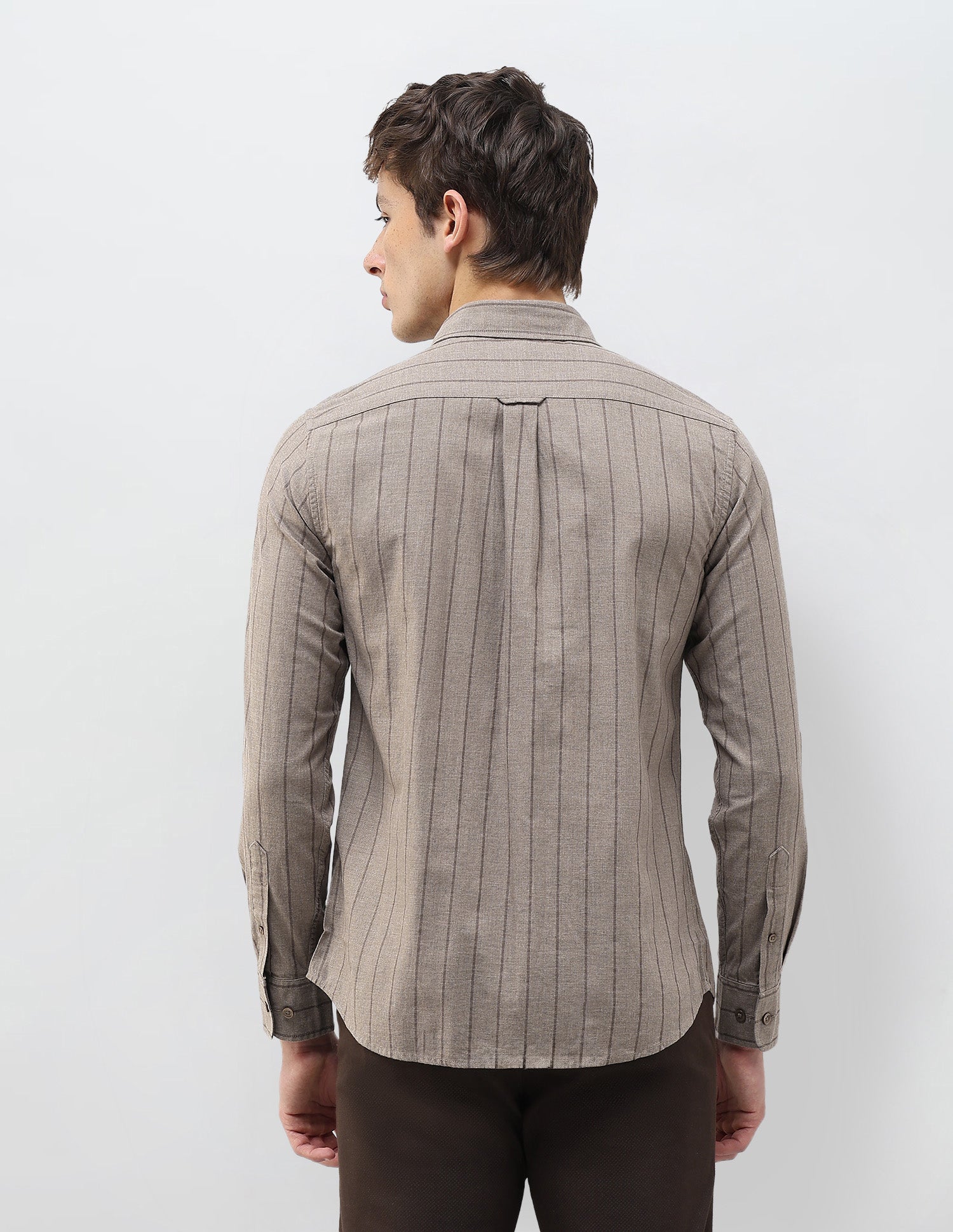 Vertical Striped Tailored Fit Shirt Brown - U.S. Polo Assn. India | Large
