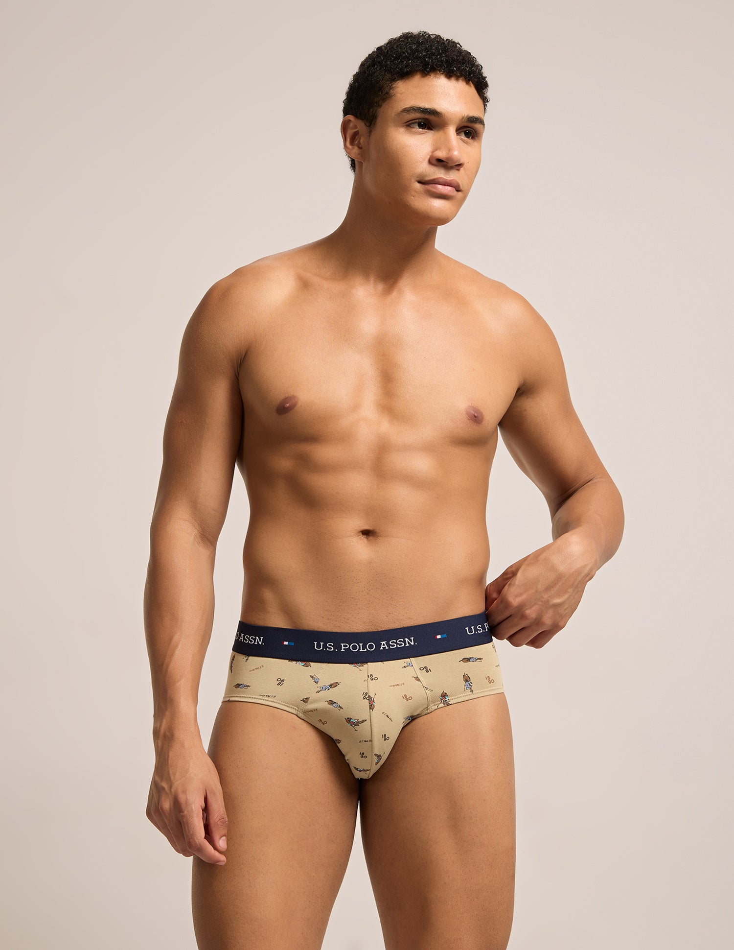 Breathable Cotton Stretch OEB25 Briefs - Pack of 3 Navy | Curds | Black - U.S. Polo Assn. India | Large