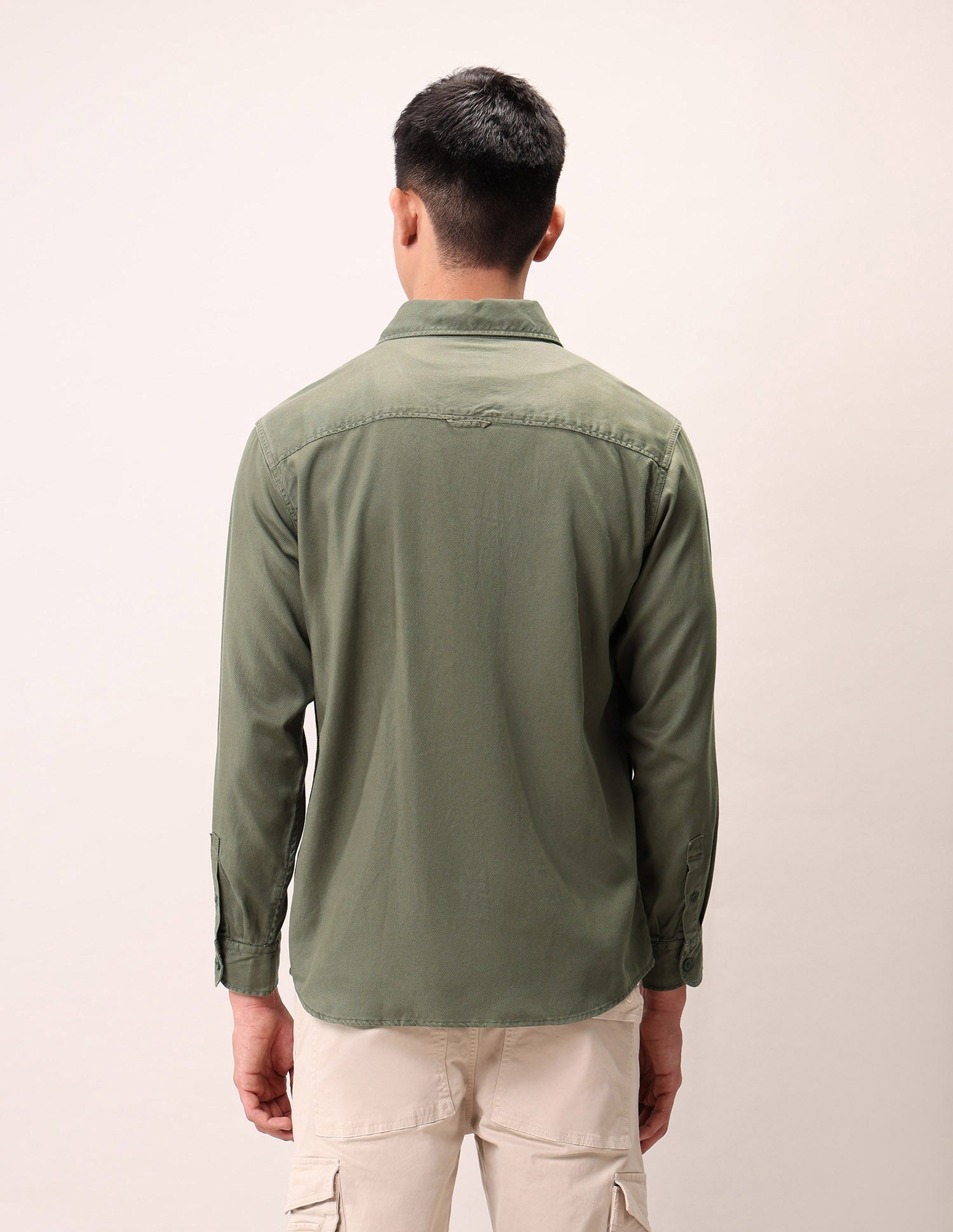 Slim Fit Pure Cotton Shirt Olive - U.S. Polo Assn. India | Large